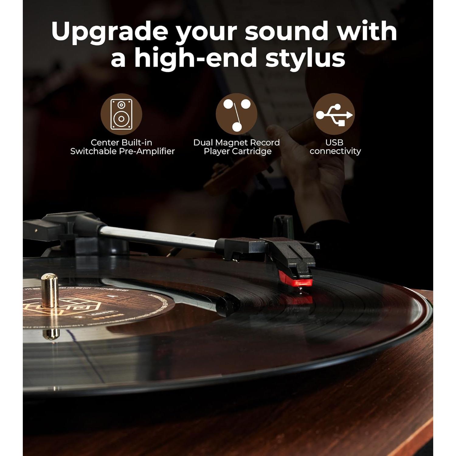 Tocadiscos Vangoa RP-01 Bluetooth 3 Velocidades con Altavoces