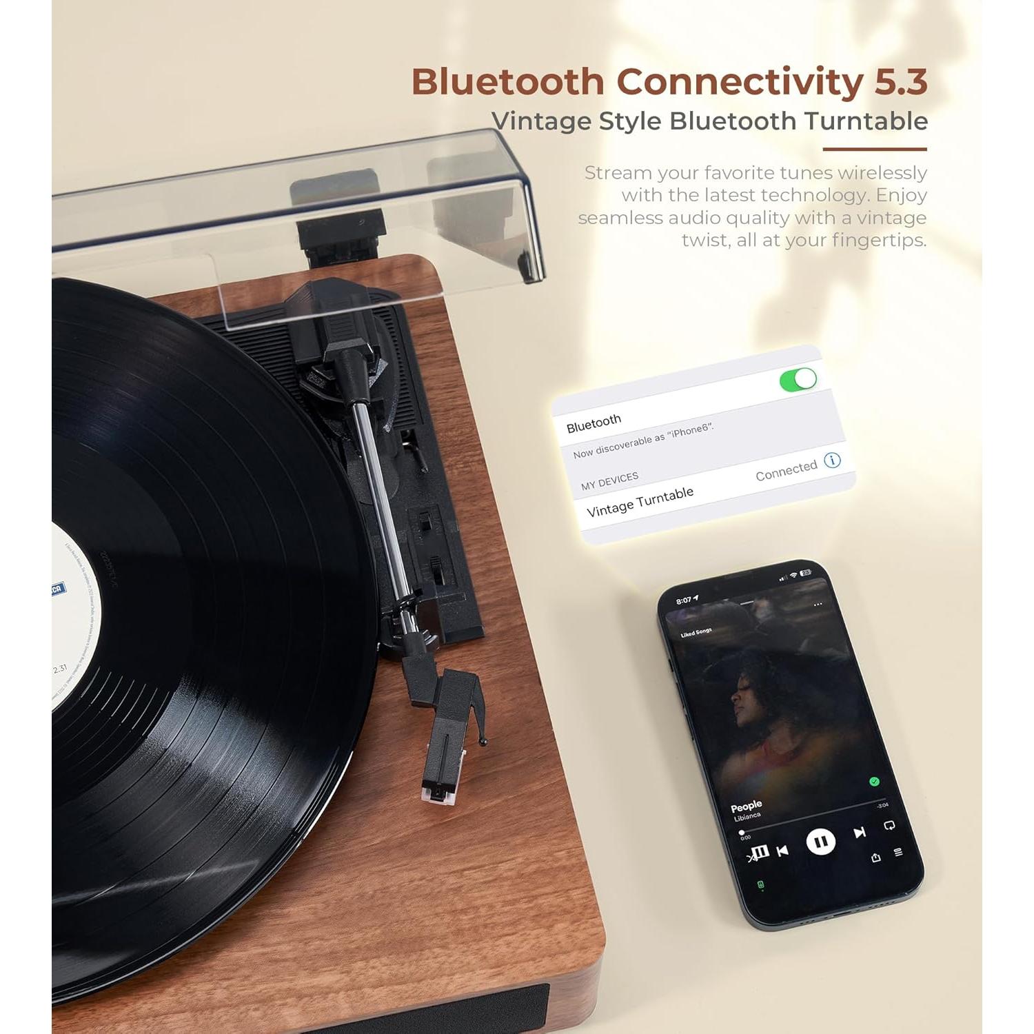 Tocadiscos Vangoa RP-01 Bluetooth 3 Velocidades con Altavoces