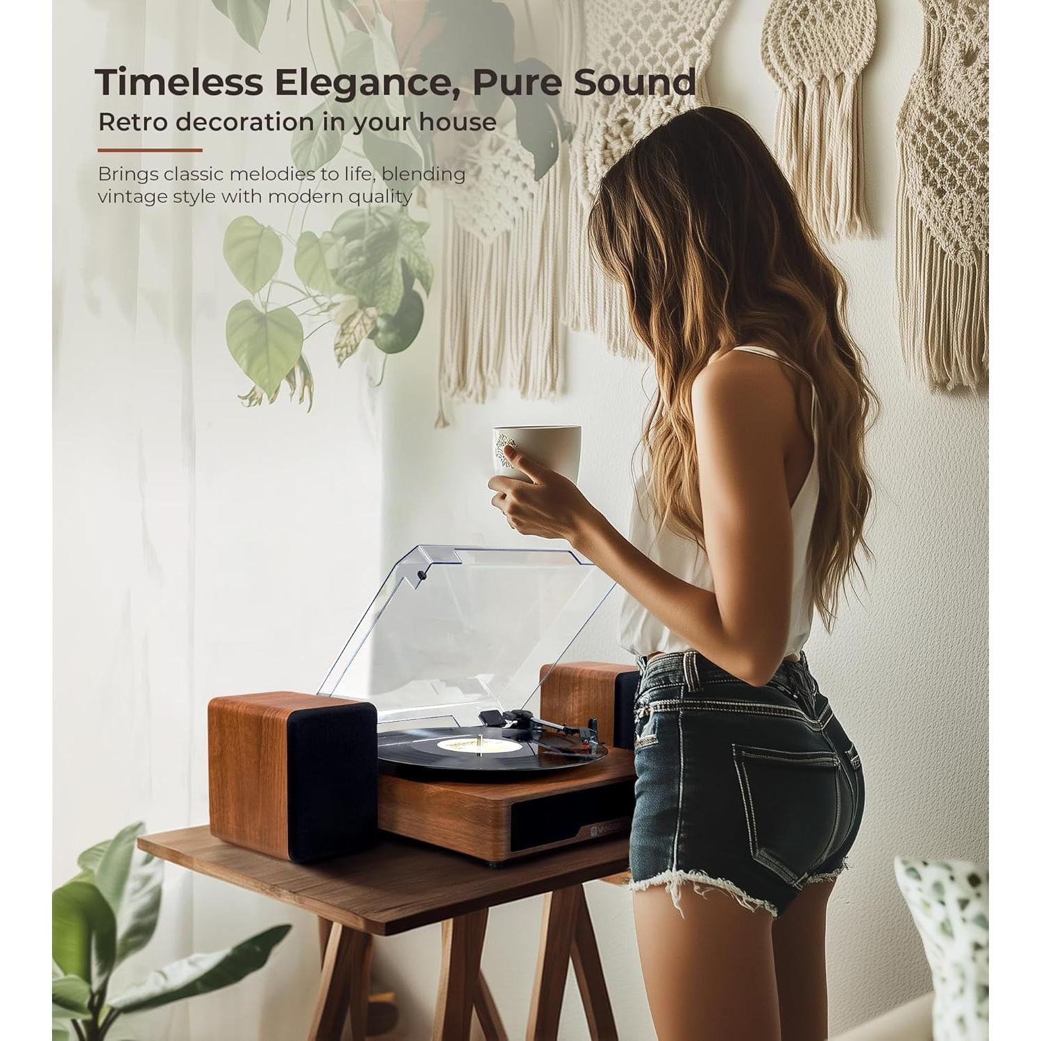 Tocadiscos Vangoa RP-01 Bluetooth 3 Velocidades con Altavoces