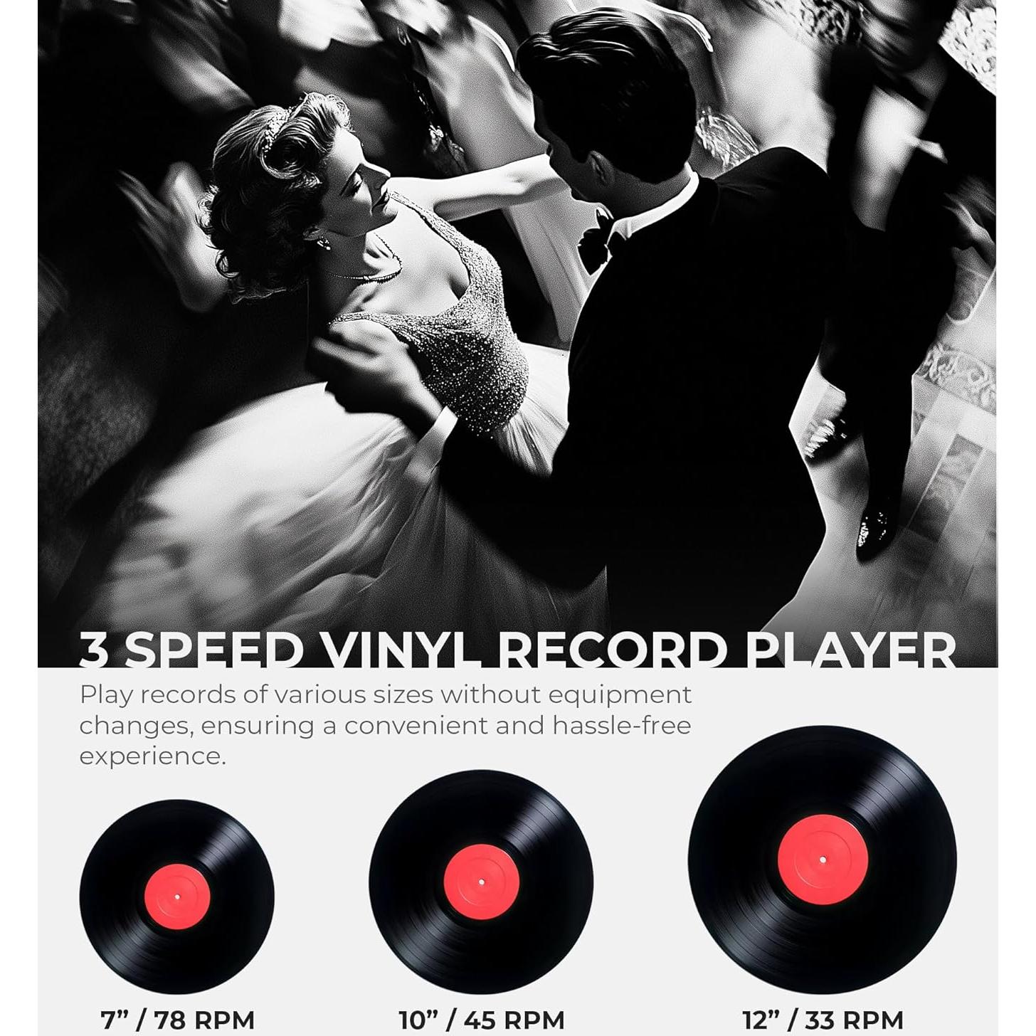 Tocadiscos Vangoa RP-01 Bluetooth 3 Velocidades con Altavoces