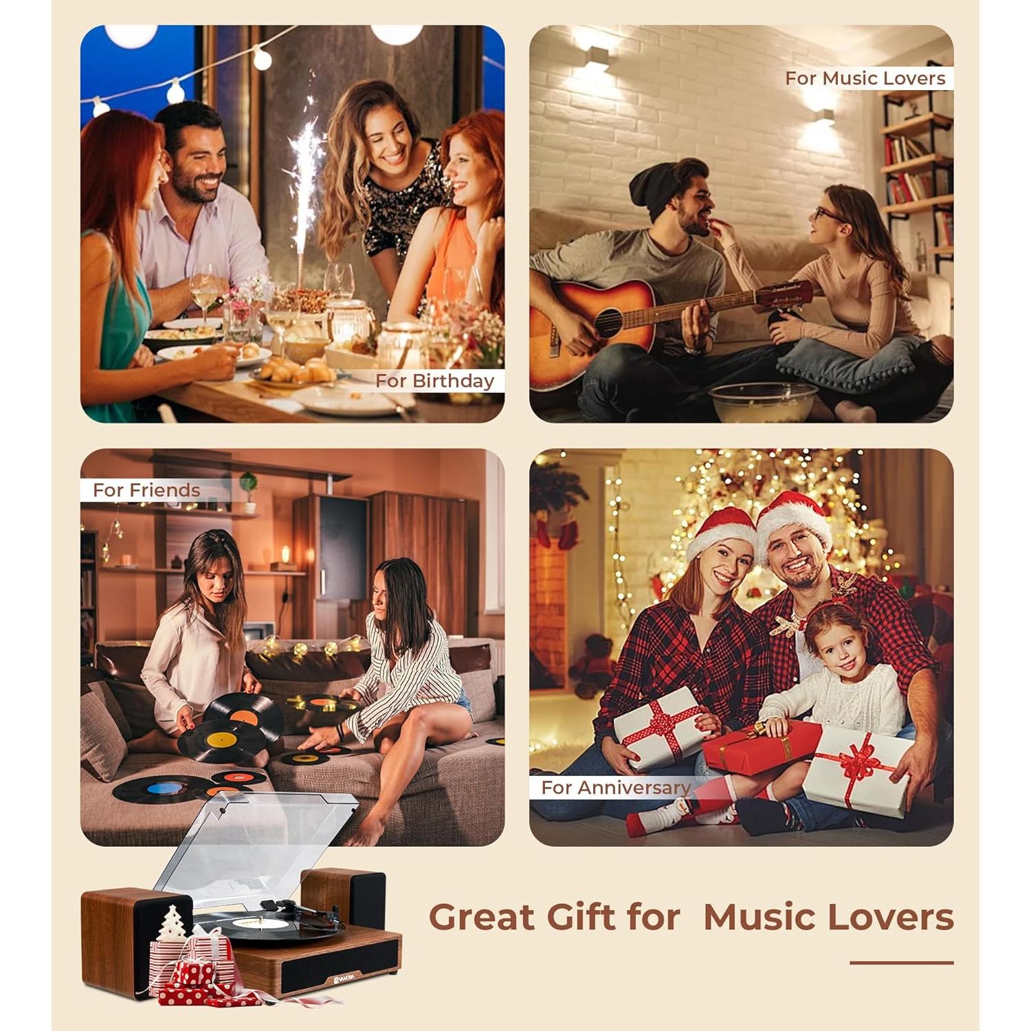 Tocadiscos Vangoa RP-01 Bluetooth 3 Velocidades con Altavoces