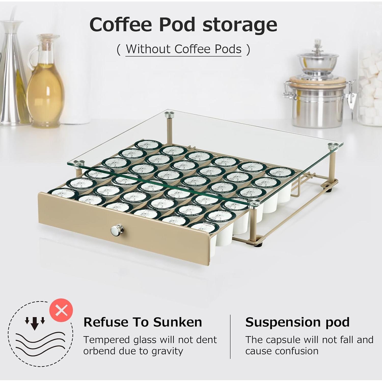 Soporte para cápsulas de café Lycklig, vidrio templado, 36 K Cup