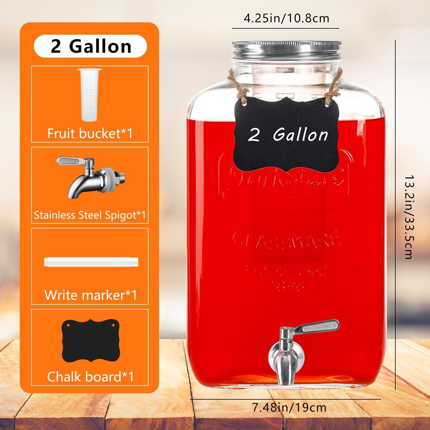 Dispensador de Bebidas Einfache 7.57L Vidrio con Grifo Acero