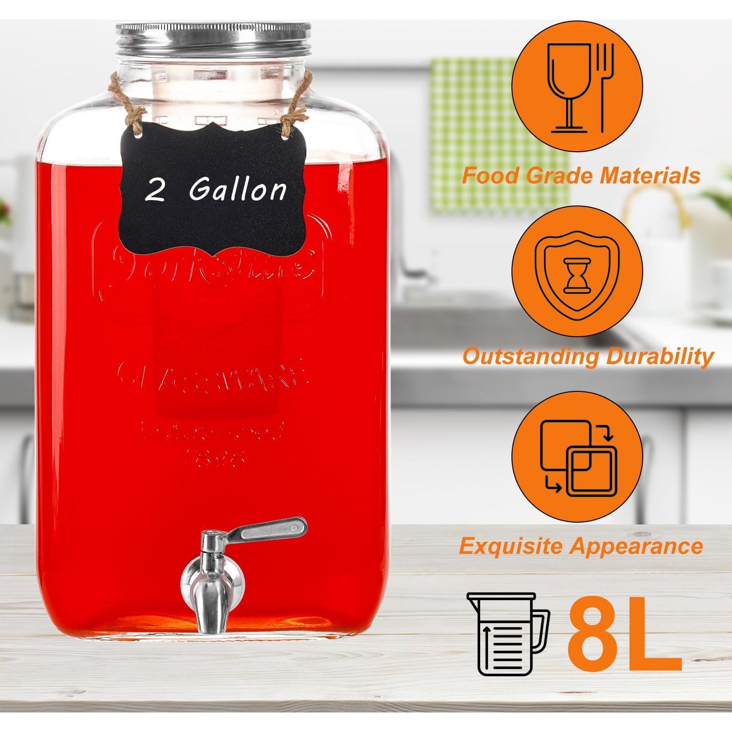 Dispensador de Bebidas Einfache 7.57L Vidrio con Grifo Acero