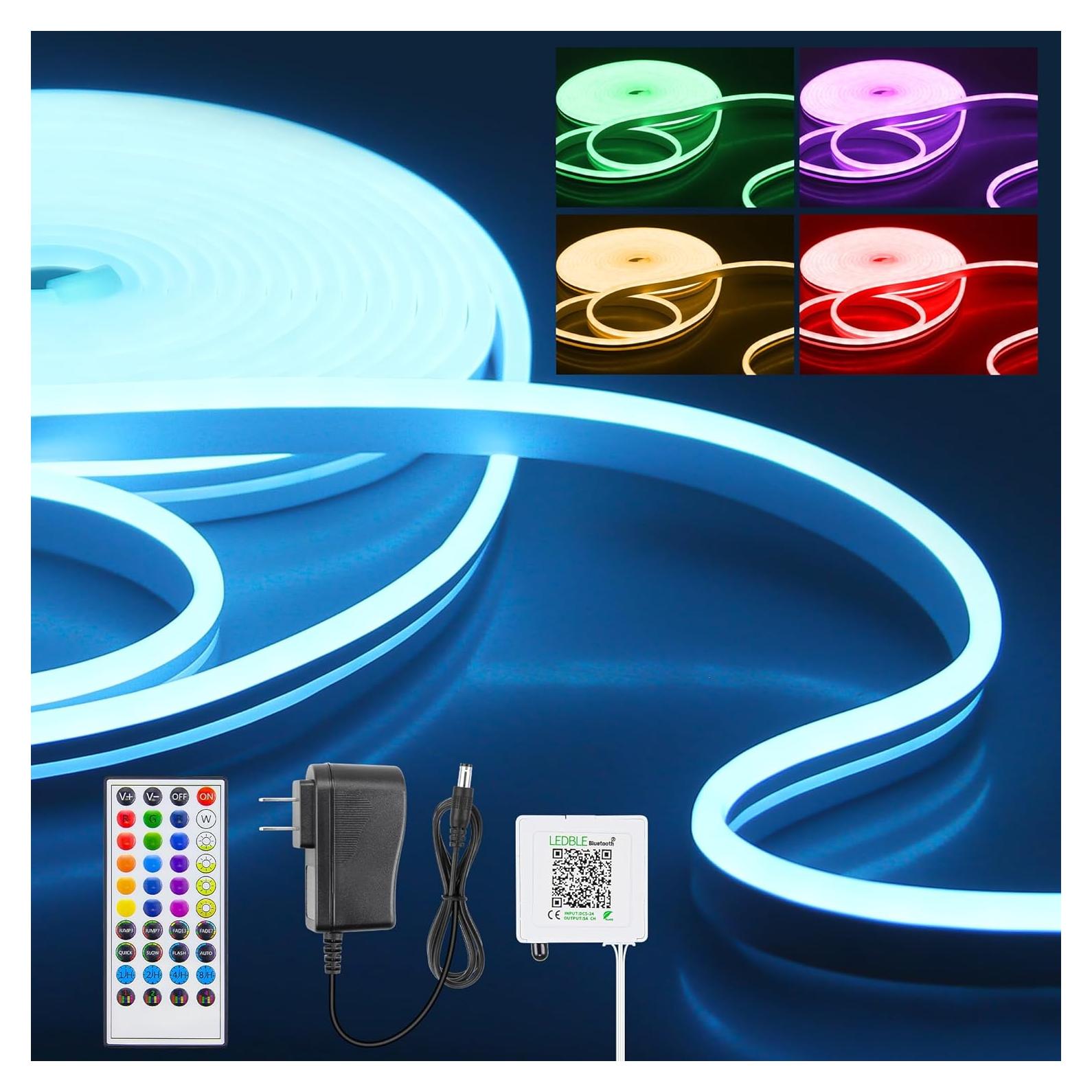 Tira LED Neón RGB 24V 18M A Prueba de Agua con Control Remoto