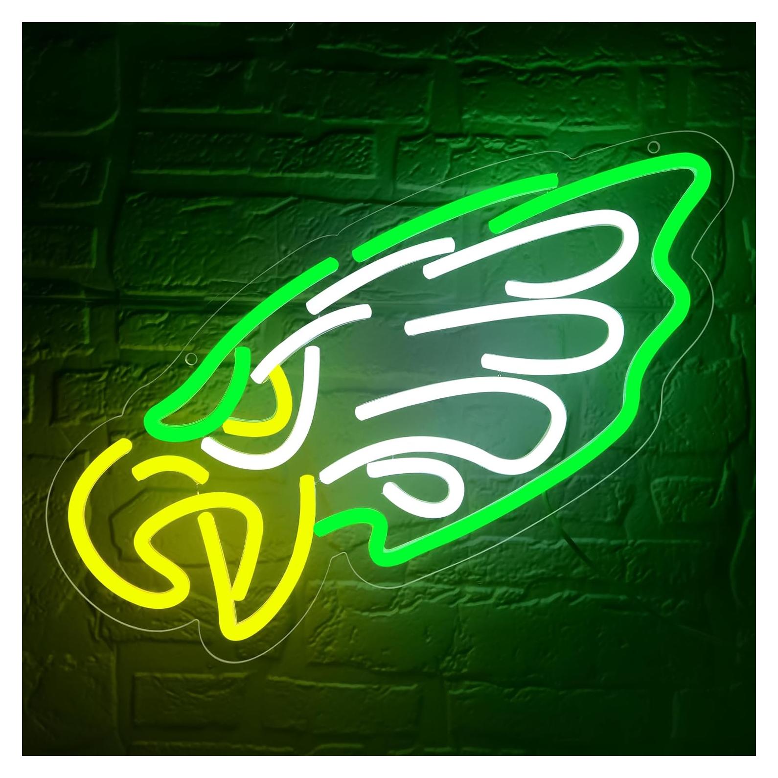 Luz de Neón LED Brineon Verde para Decoración de Fútbol 18.8x36.3cm