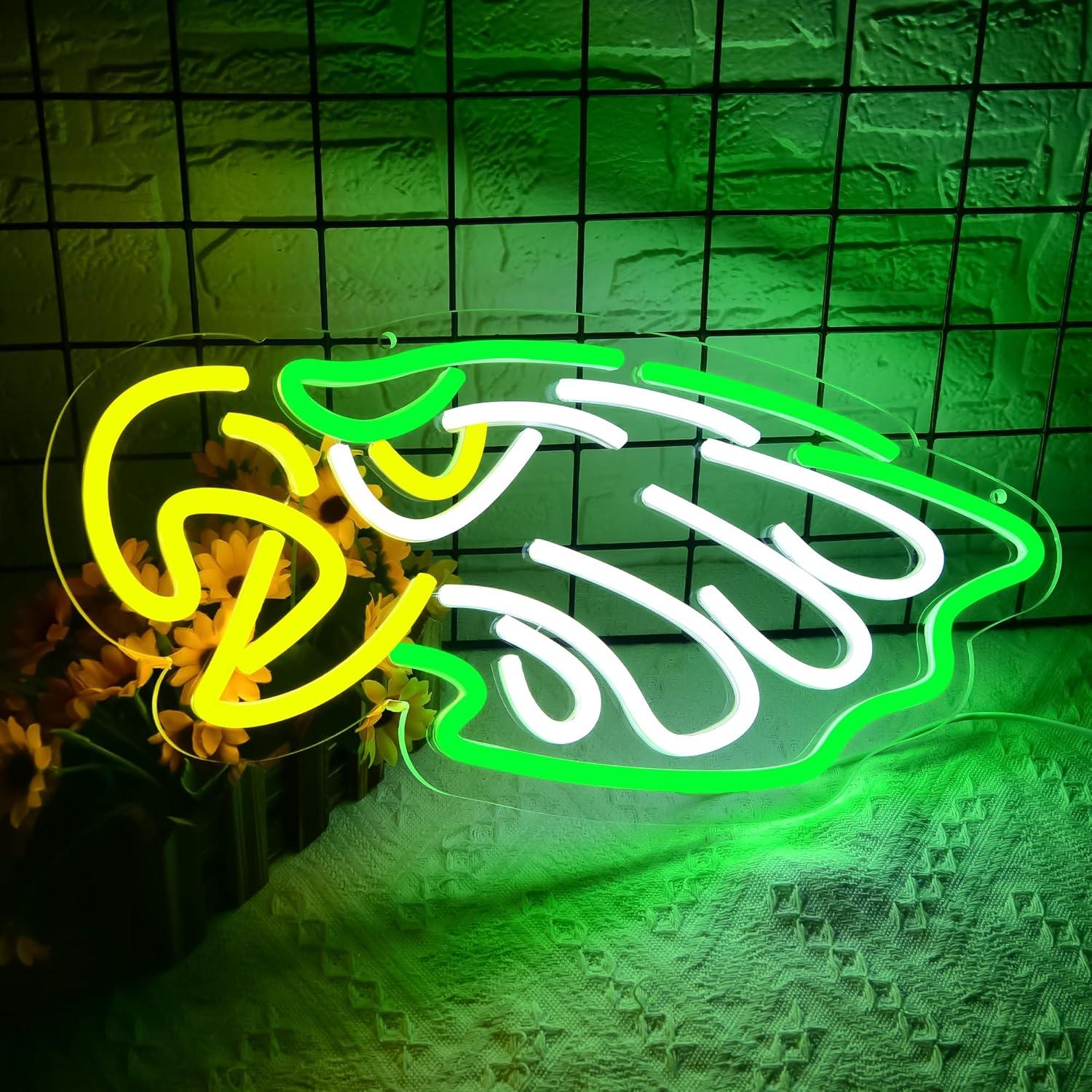 Luz de Neón LED Brineon Verde para Decoración de Fútbol 18.8x36.3cm