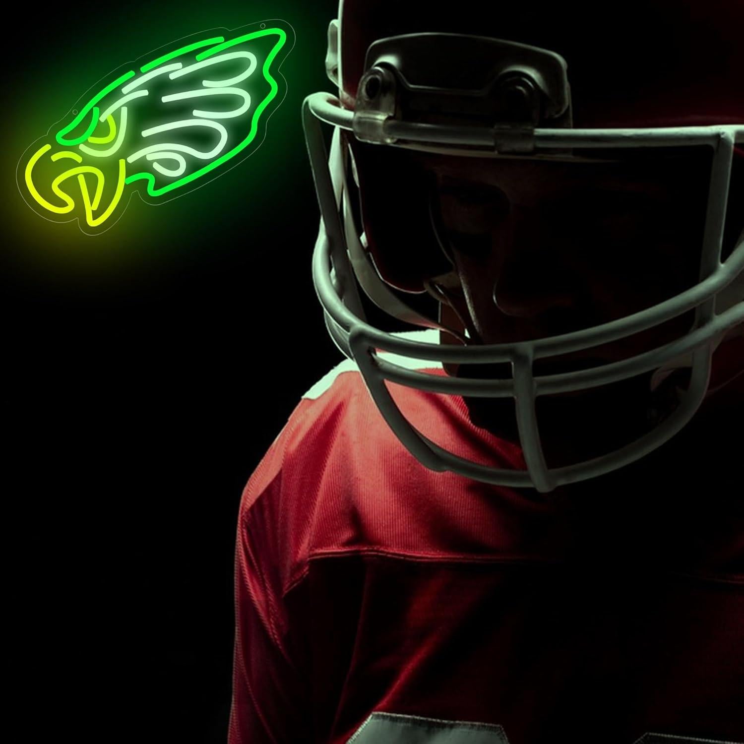 Luz de Neón LED Brineon Verde para Decoración de Fútbol 18.8x36.3cm