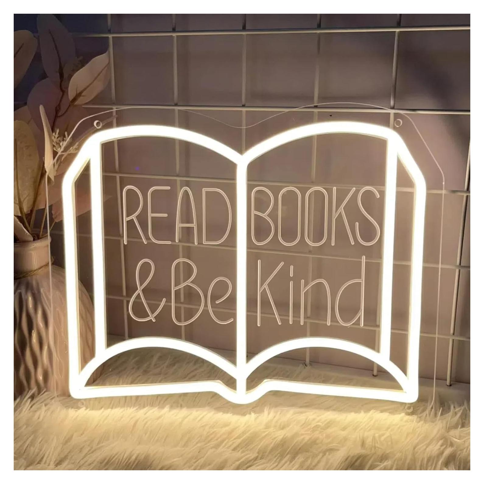 Señal de Neón Lea Libros y Sea Amable 33.8x27.9cm LED