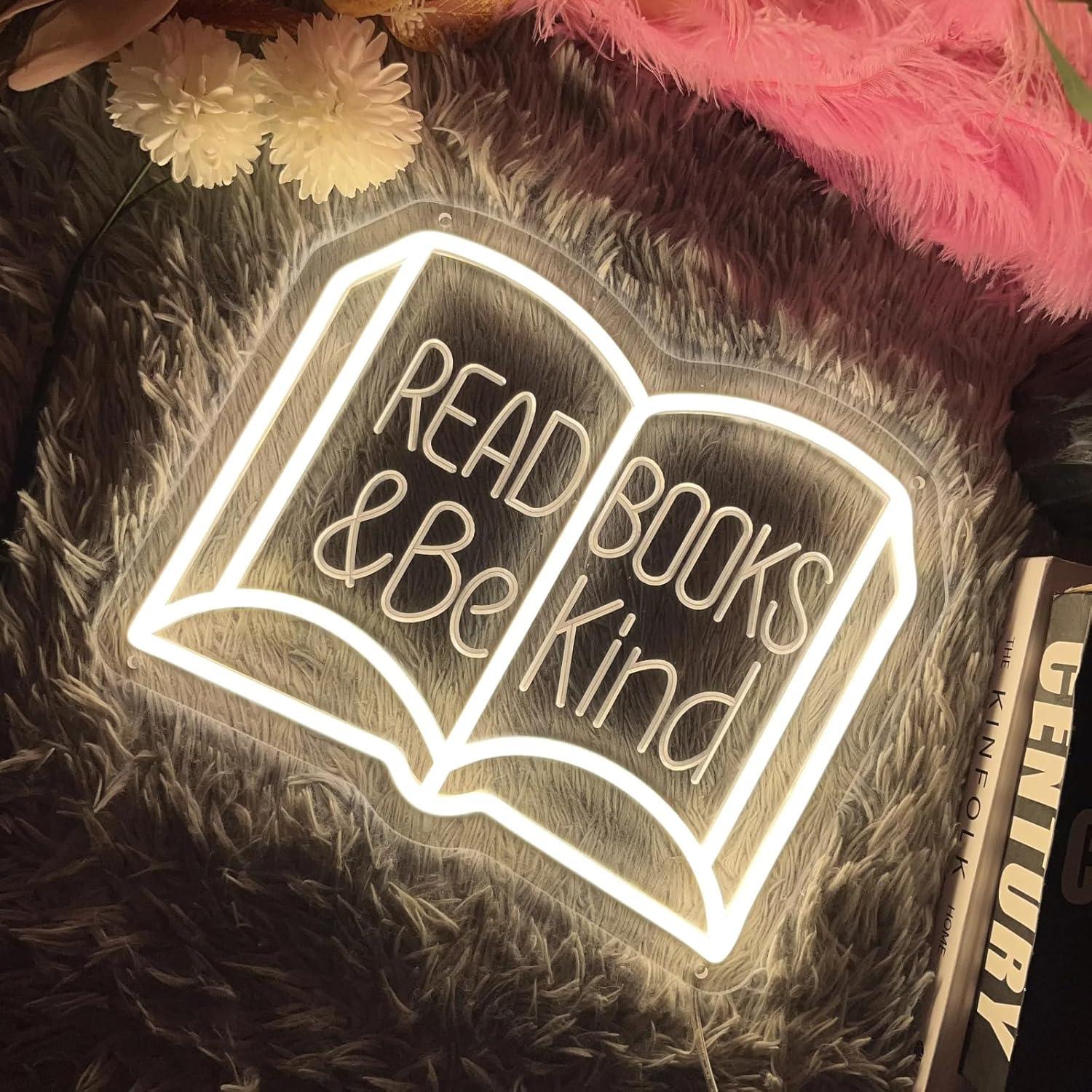 Señal de Neón Lea Libros y Sea Amable 33.8x27.9cm LED