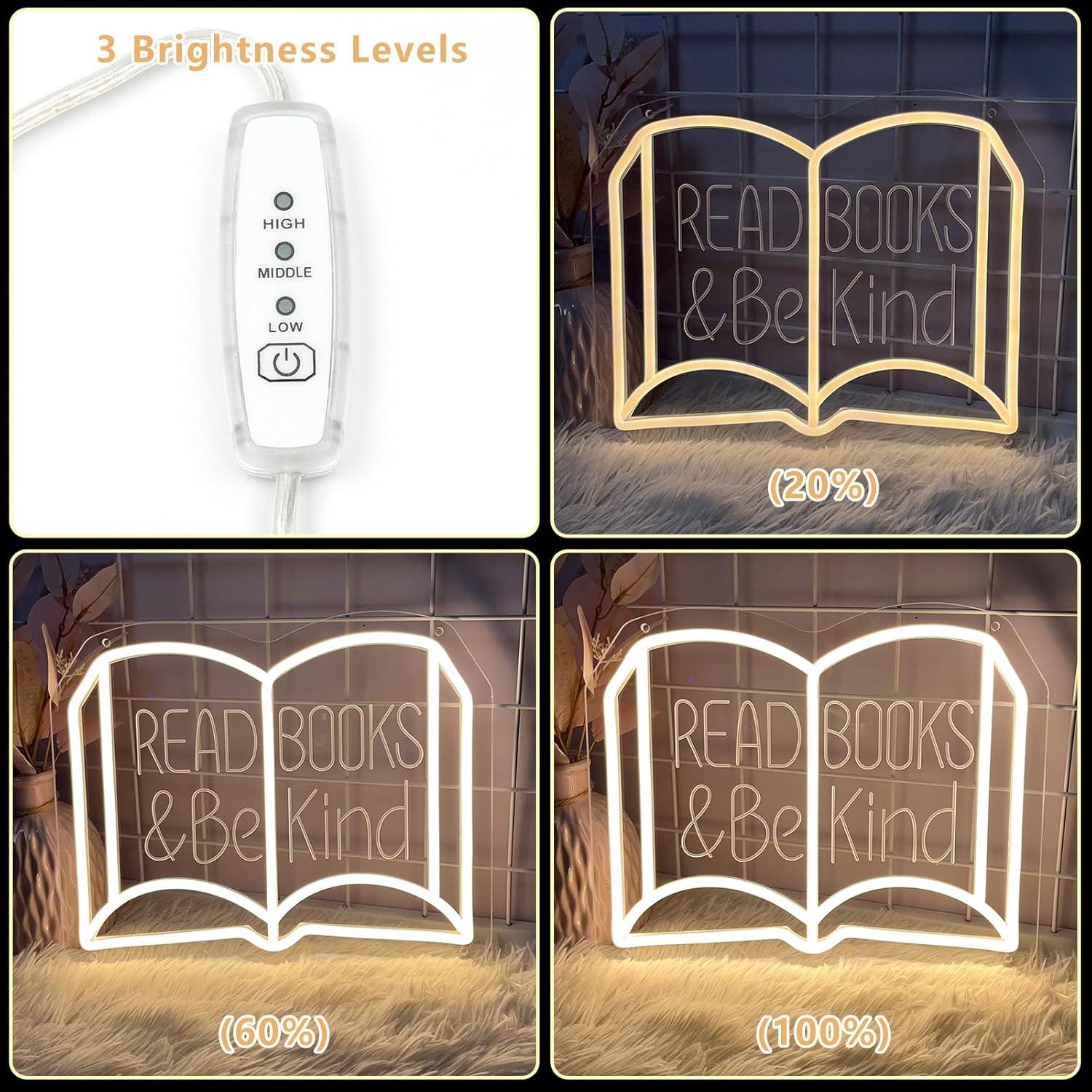 Señal de Neón Lea Libros y Sea Amable 33.8x27.9cm LED