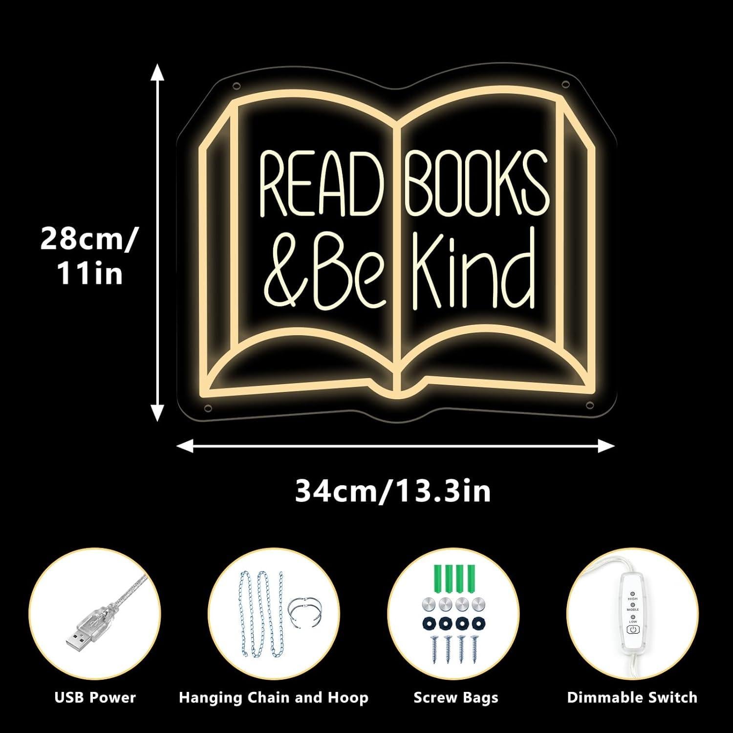 Señal de Neón Lea Libros y Sea Amable 33.8x27.9cm LED