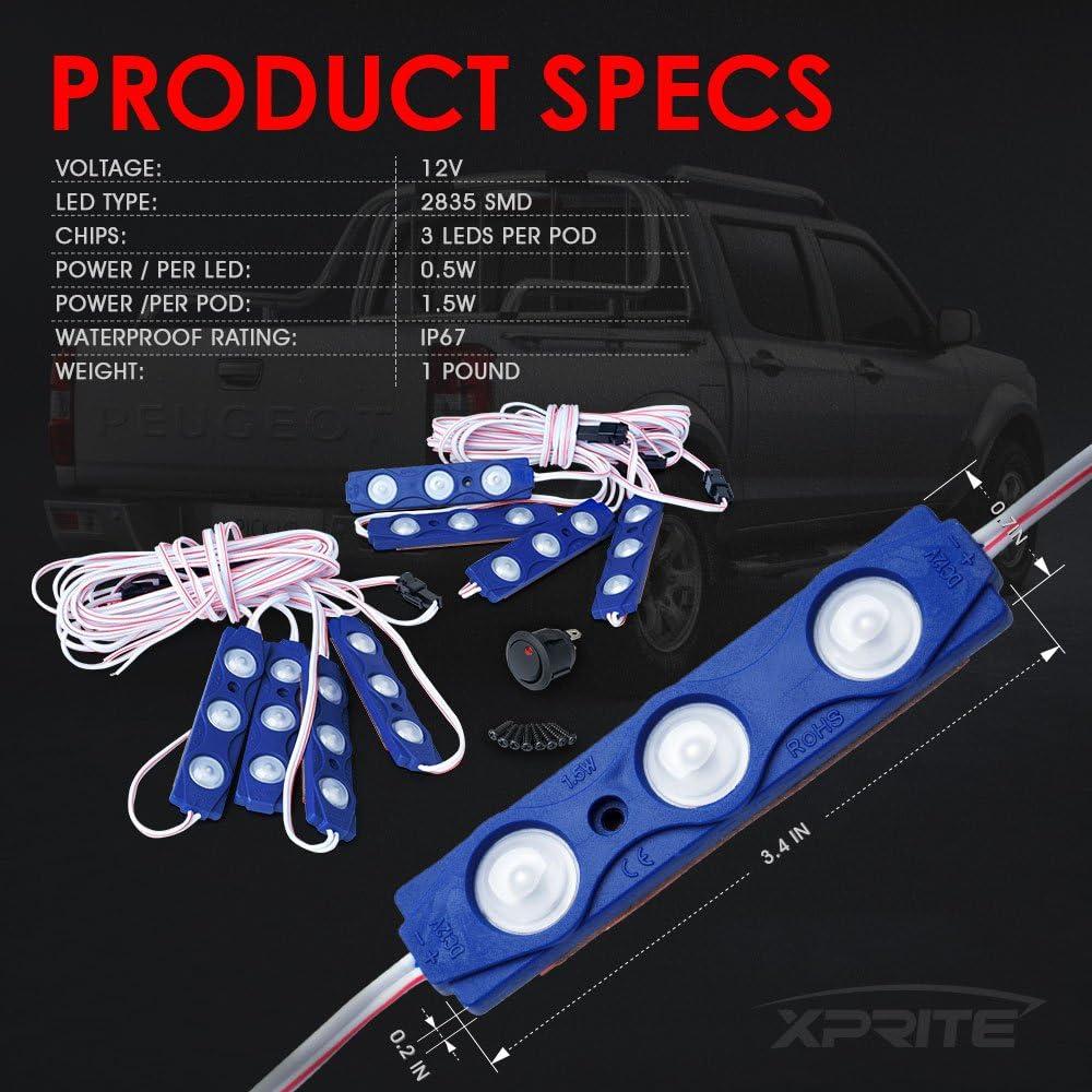 Kits de luces LED Xprite para cama de camión azul - 8 PCs