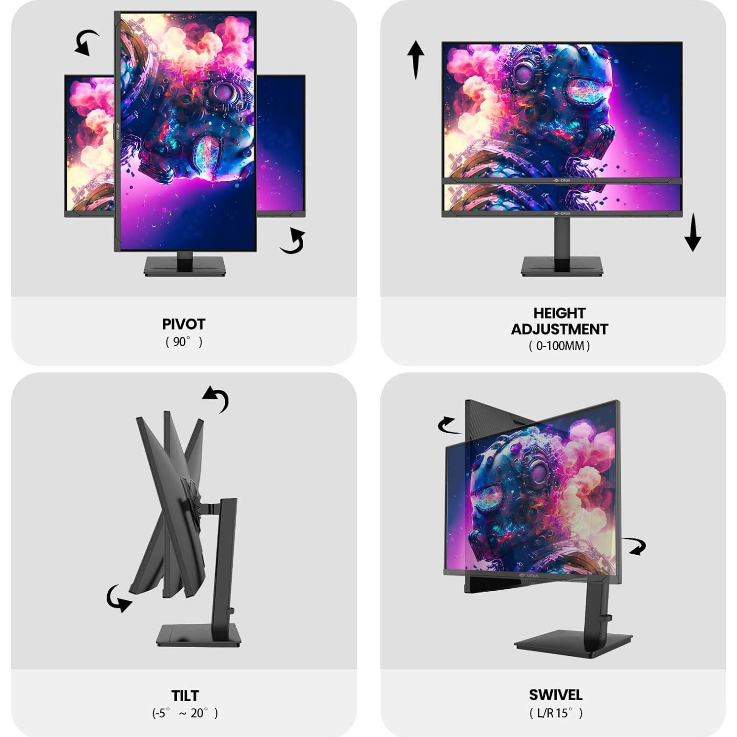 Monitor Gaming CRUA 27" IPS UHD 4K 144Hz Doble Modo Negro