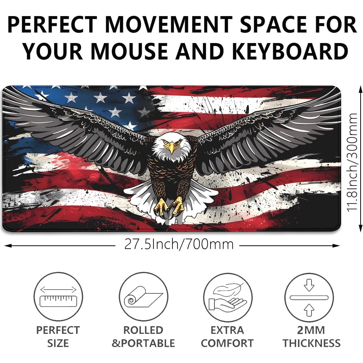 Alfombrilla de Ratón PBLJMJ 70x30 cm Antideslizante Bandera USA
