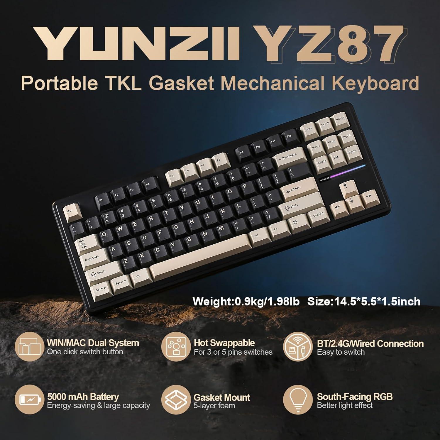 Teclado Mecánico YUNZII YZ87 TKL Inalámbrico RGB 87 Teclas
