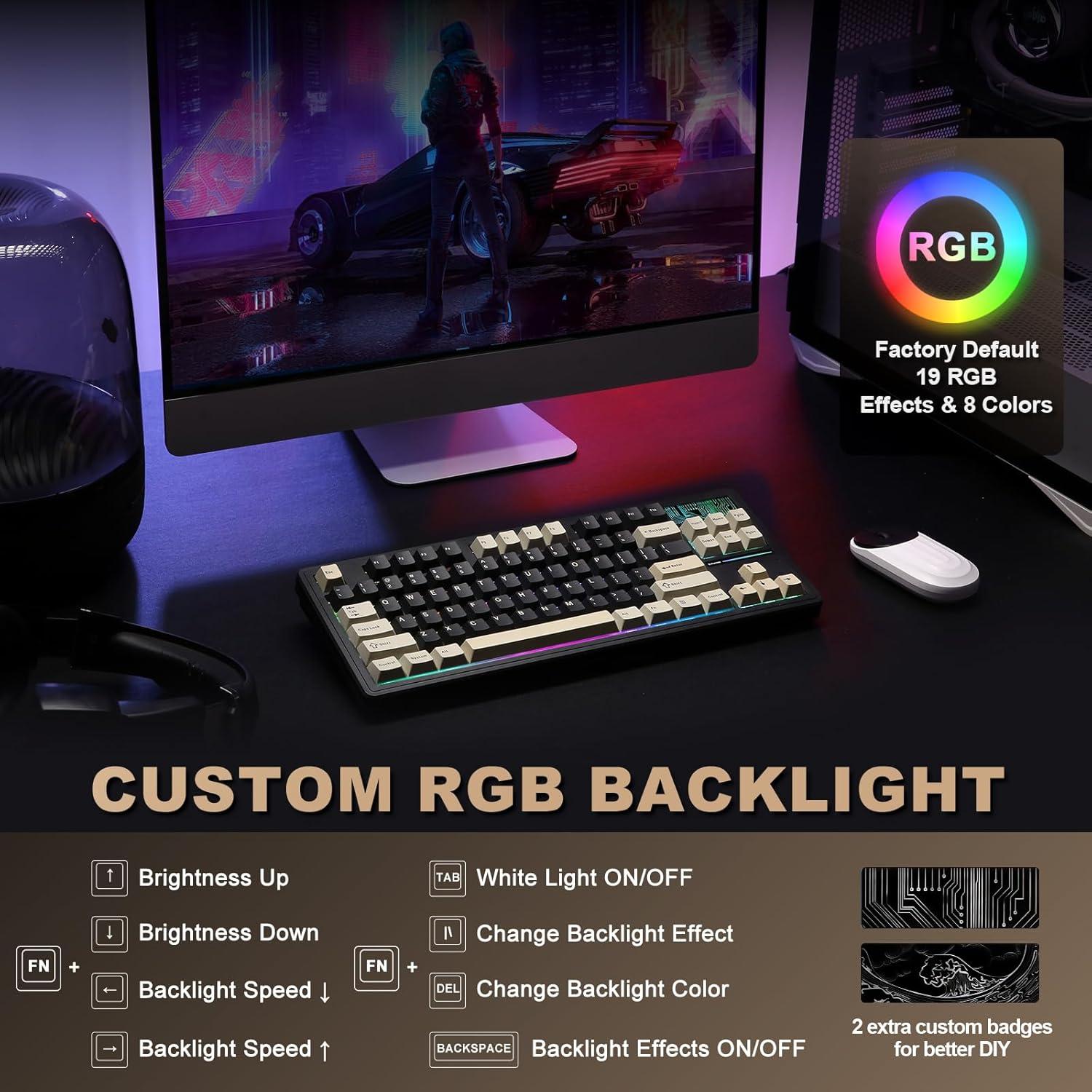 Teclado Mecánico YUNZII YZ87 TKL Inalámbrico RGB 87 Teclas