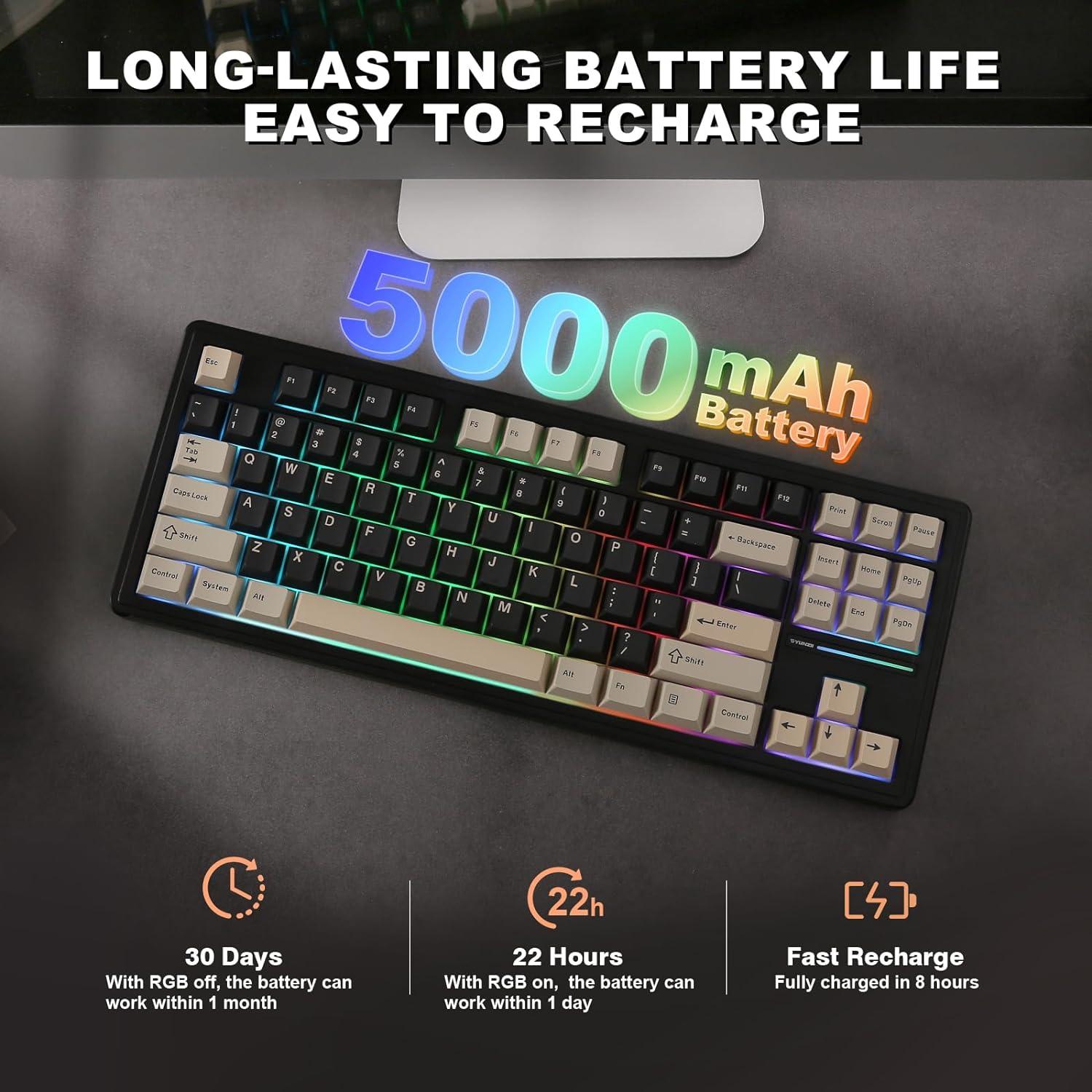 Teclado Mecánico YUNZII YZ87 TKL Inalámbrico RGB 87 Teclas