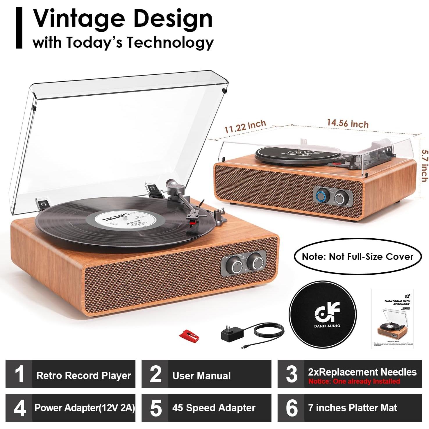 Tocadiscos Vintage DANFI AUDIO TE-2018 Bluetooth 3 Velocidades