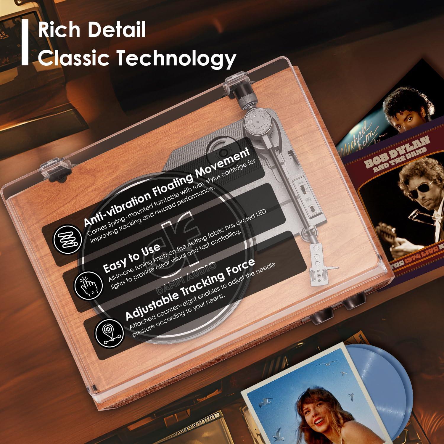 Tocadiscos Vintage DANFI AUDIO TE-2018 Bluetooth 3 Velocidades