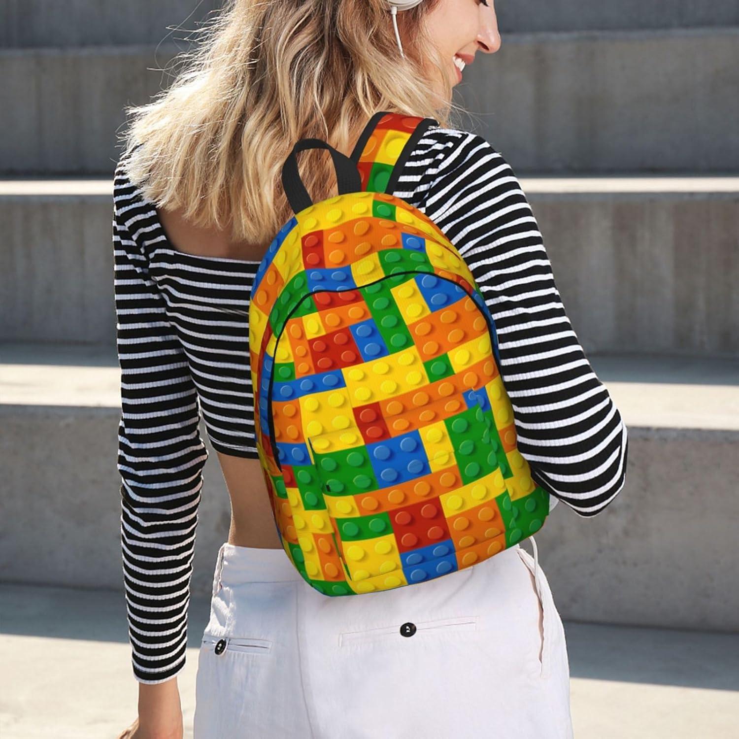 Mochila Lona Ligera GVGOAGL 40cm Patrón Colorido Unisex
