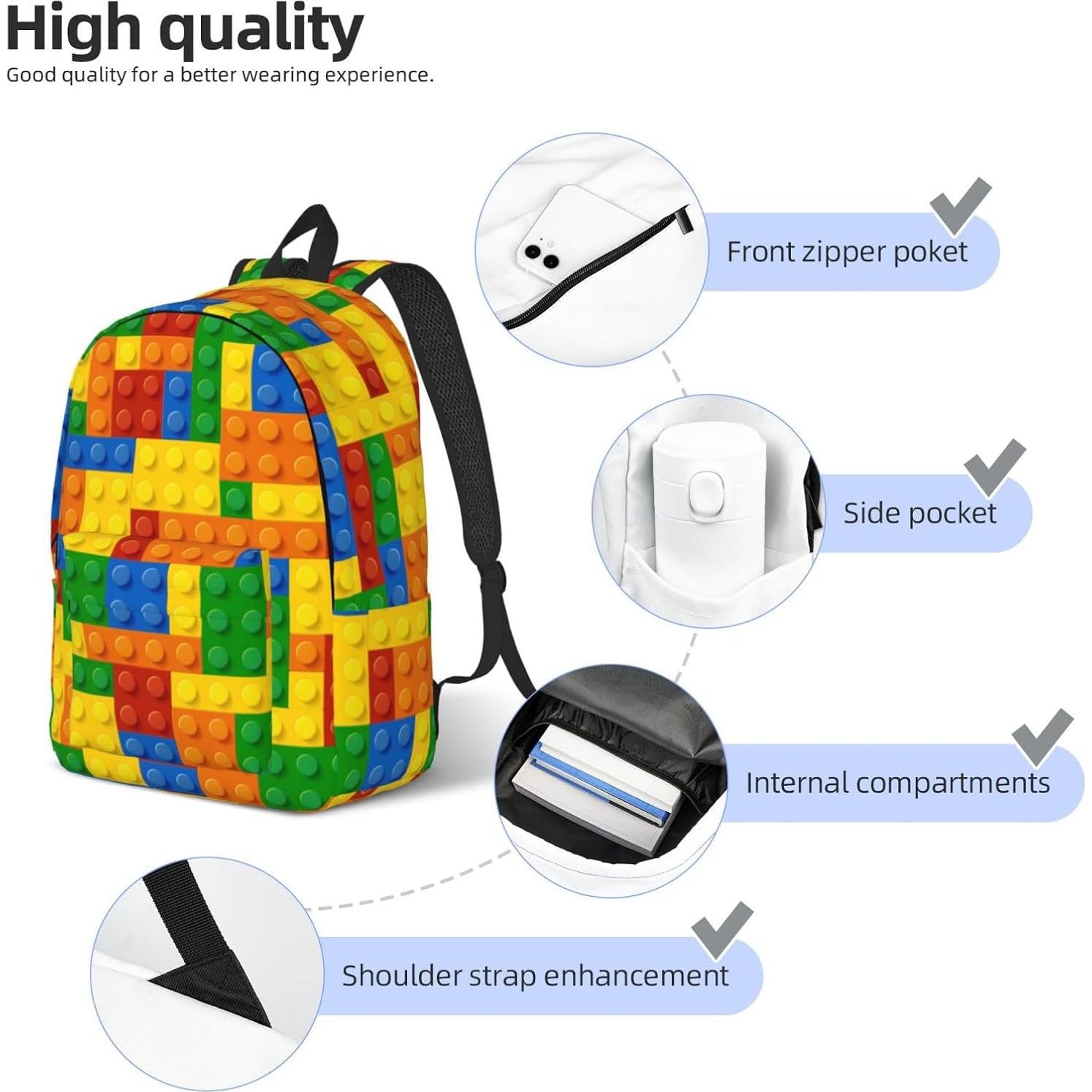 Mochila Lona Ligera GVGOAGL 40cm Patrón Colorido Unisex