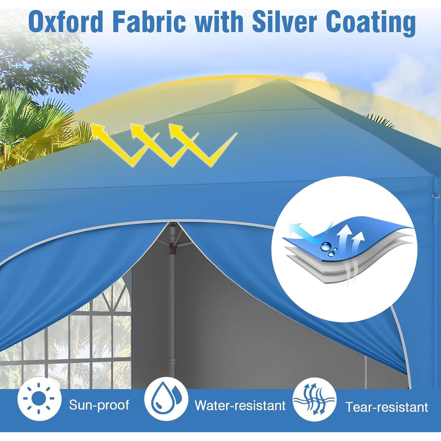 Carpa Pop Up Tangkula 3x3m Azul con 4 Paredes Desmontables