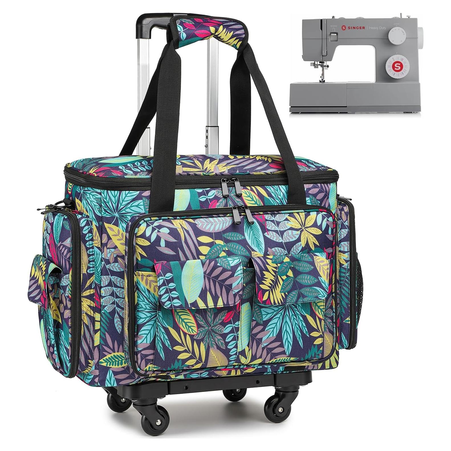 Funda para Máquina de Coser SLINRKE Floral con Ruedas 45.7x20.1x34cm