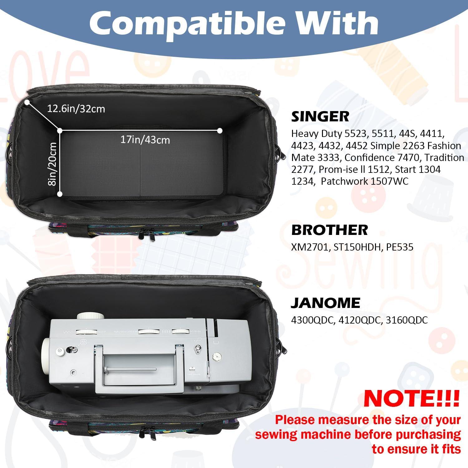 Funda para Máquina de Coser SLINRKE Floral con Ruedas 45.7x20.1x34cm