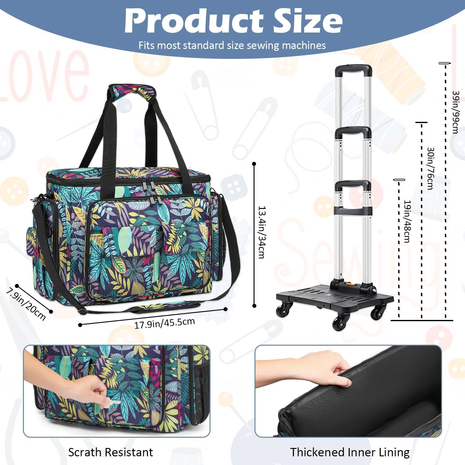 Funda para Máquina de Coser SLINRKE Floral con Ruedas 45.7x20.1x34cm