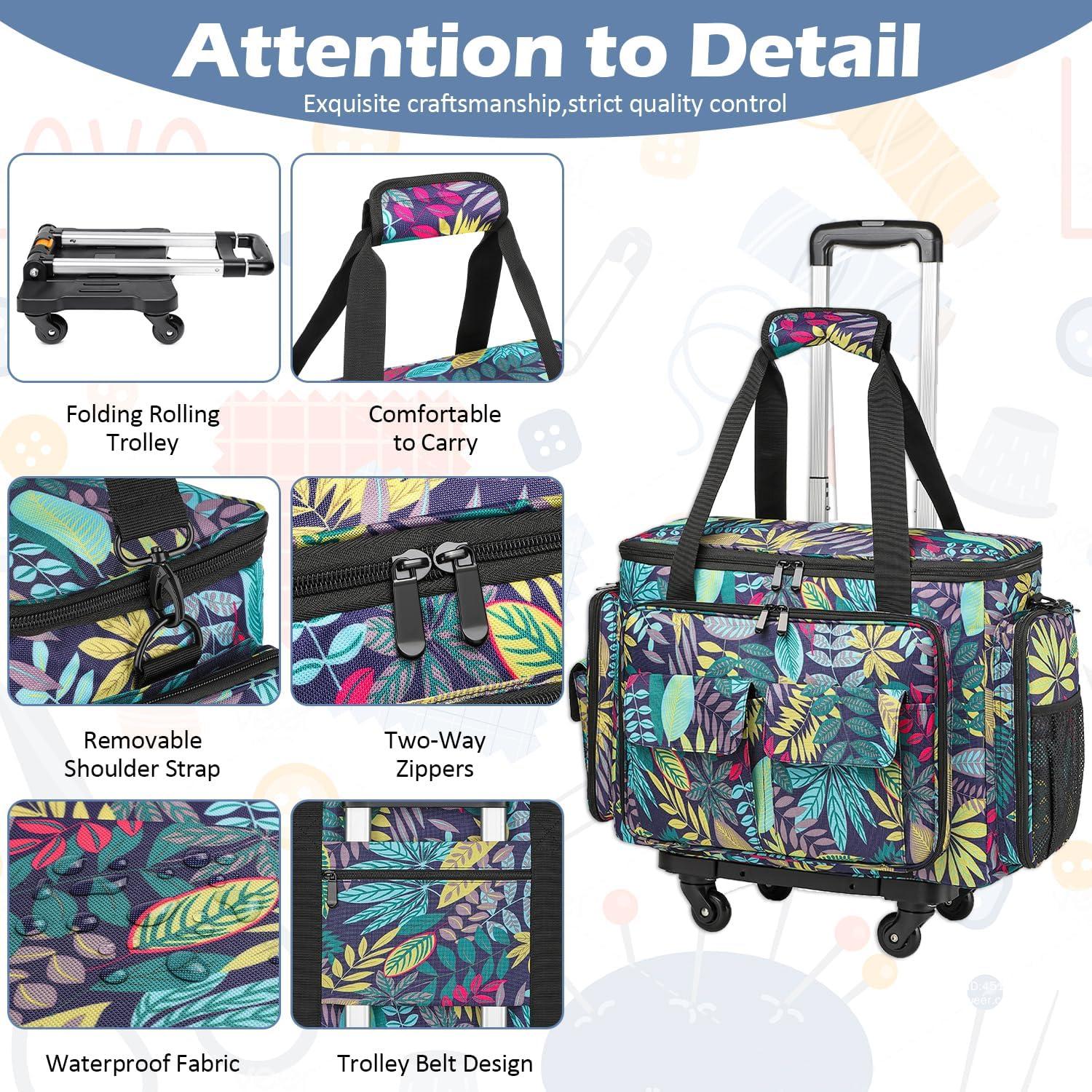 Funda para Máquina de Coser SLINRKE Floral con Ruedas 45.7x20.1x34cm