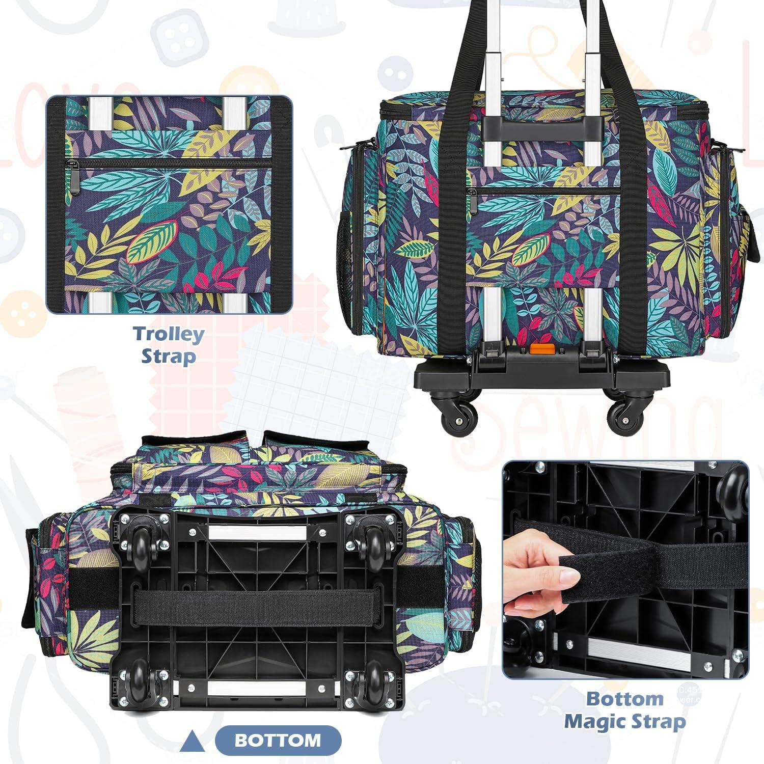 Funda para Máquina de Coser SLINRKE Floral con Ruedas 45.7x20.1x34cm