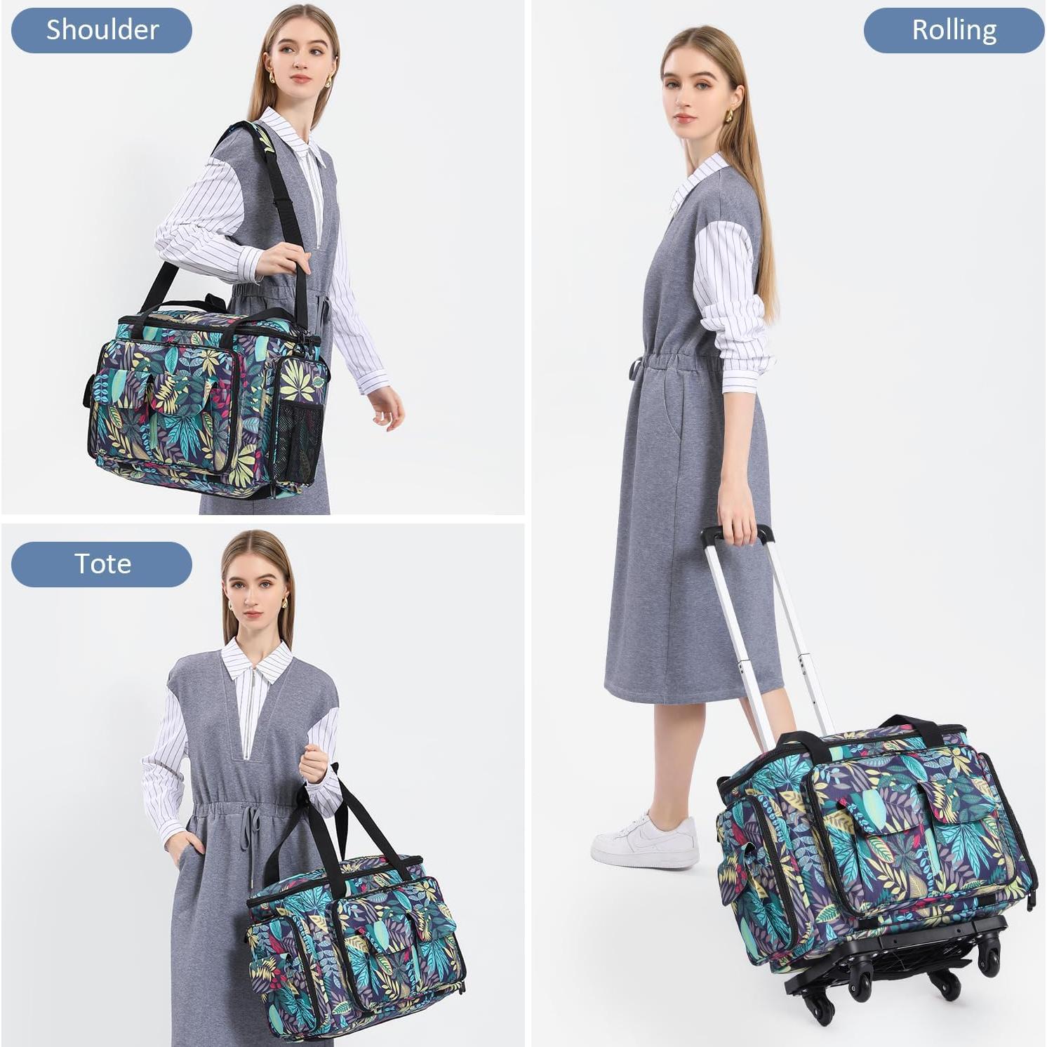 Funda para Máquina de Coser SLINRKE Floral con Ruedas 45.7x20.1x34cm