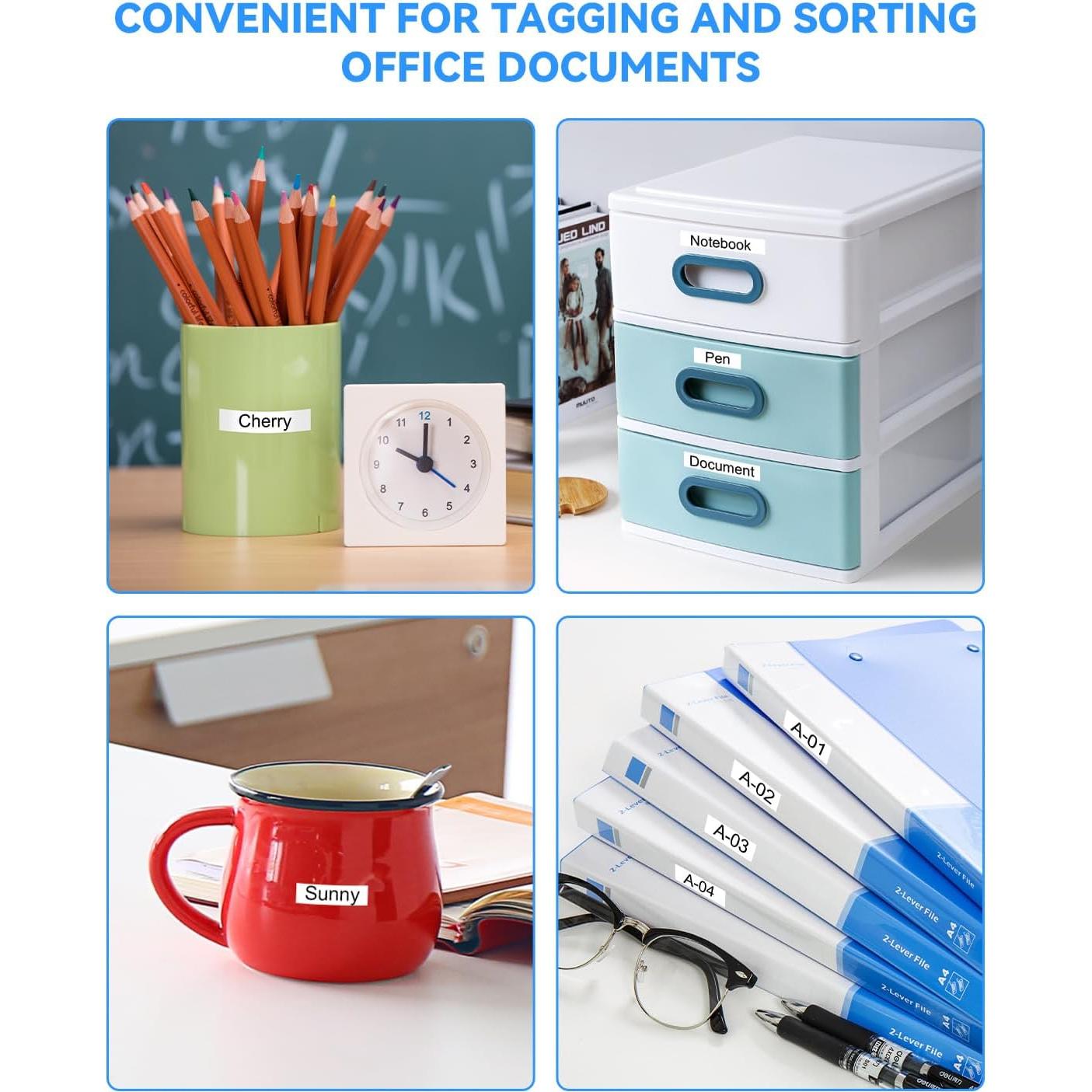 Cinta de Etiqueta UniPlus TZe-231 Negra sobre Blanca 12mm x 8m