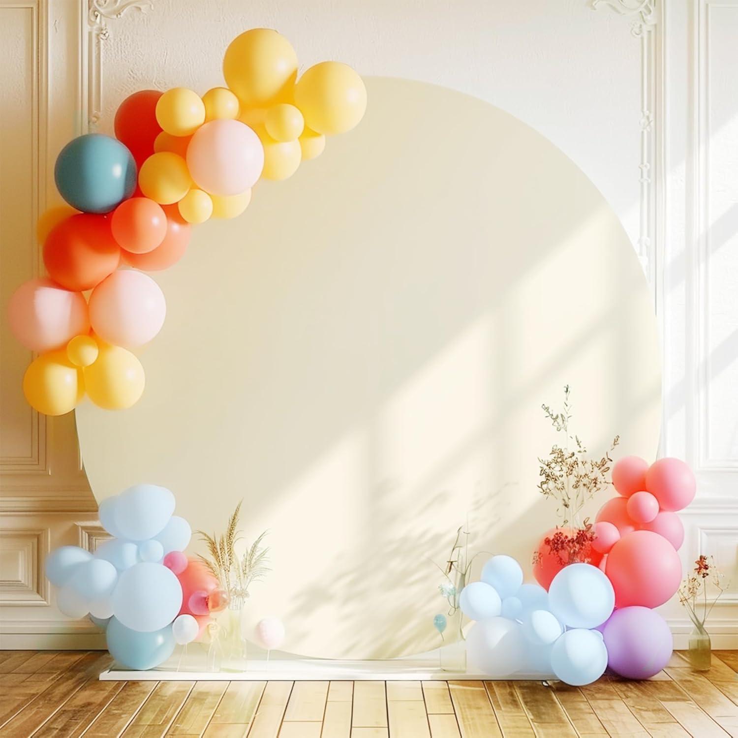 Cubierta de fondo redonda beige GEWONELIFE 2.19 m ajustable