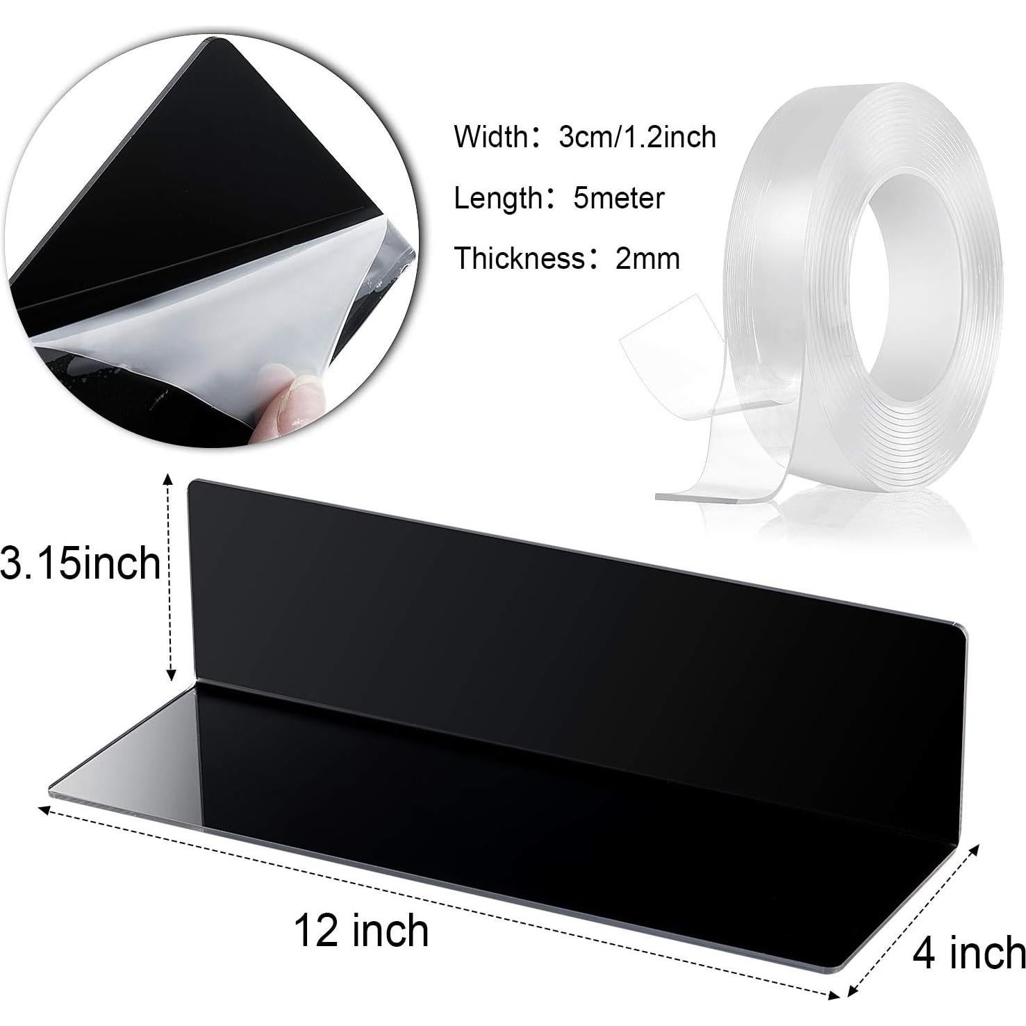 Estantes Flotantes de Acrílico Jetec - 8 Piezas 30.48x10.16 cm