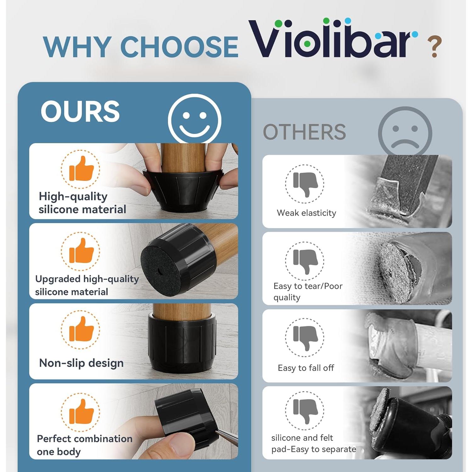 24 Protectores de Suelo de Silicona Violibar para Muebles