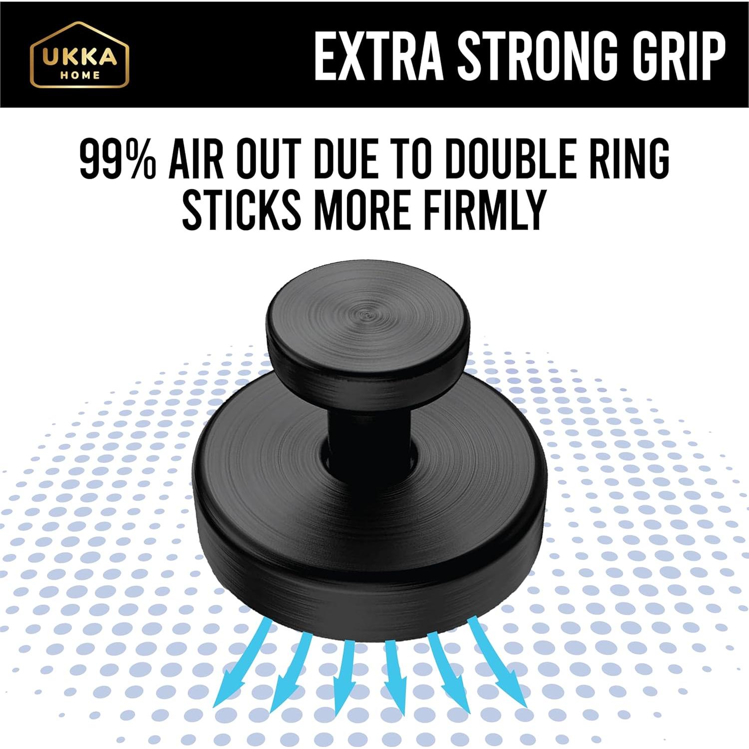 Ganchos de Ventosa UKKA HOME 2 Unidades Acero Inoxidable Negro