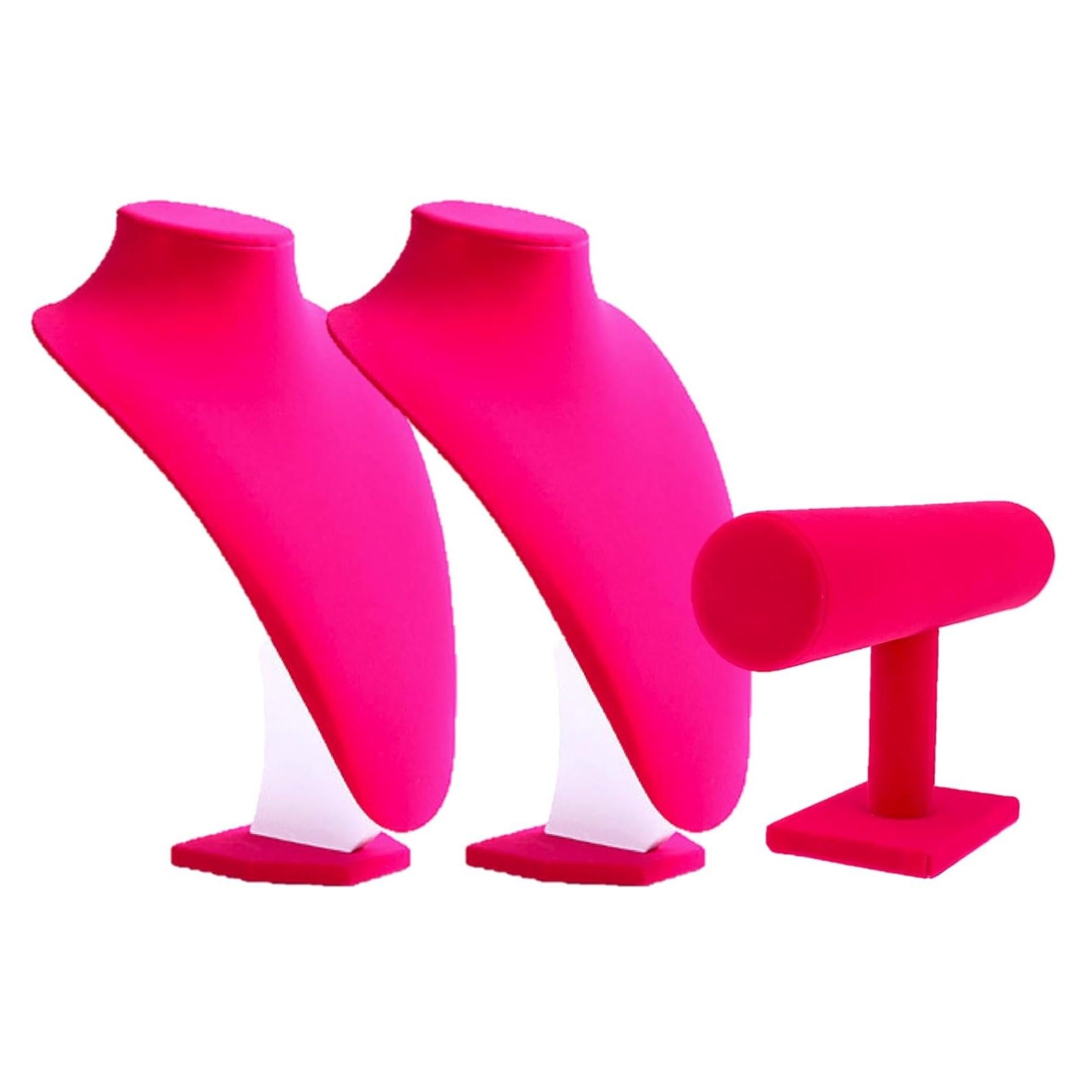 Comelyjewel Set 3 Soportes de Joyería Terciopelo Rosa 22cm