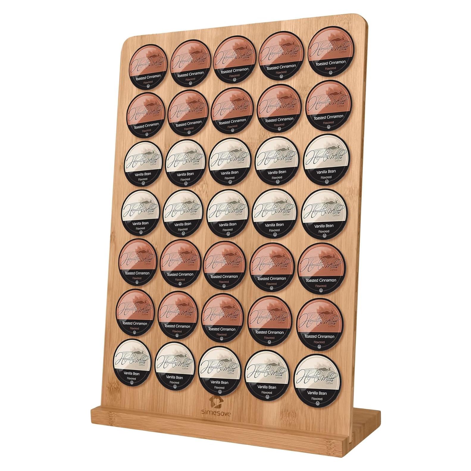 Soporte para K-Cup SIMESOVE de Bambú, Organizador 35 Cápsulas
