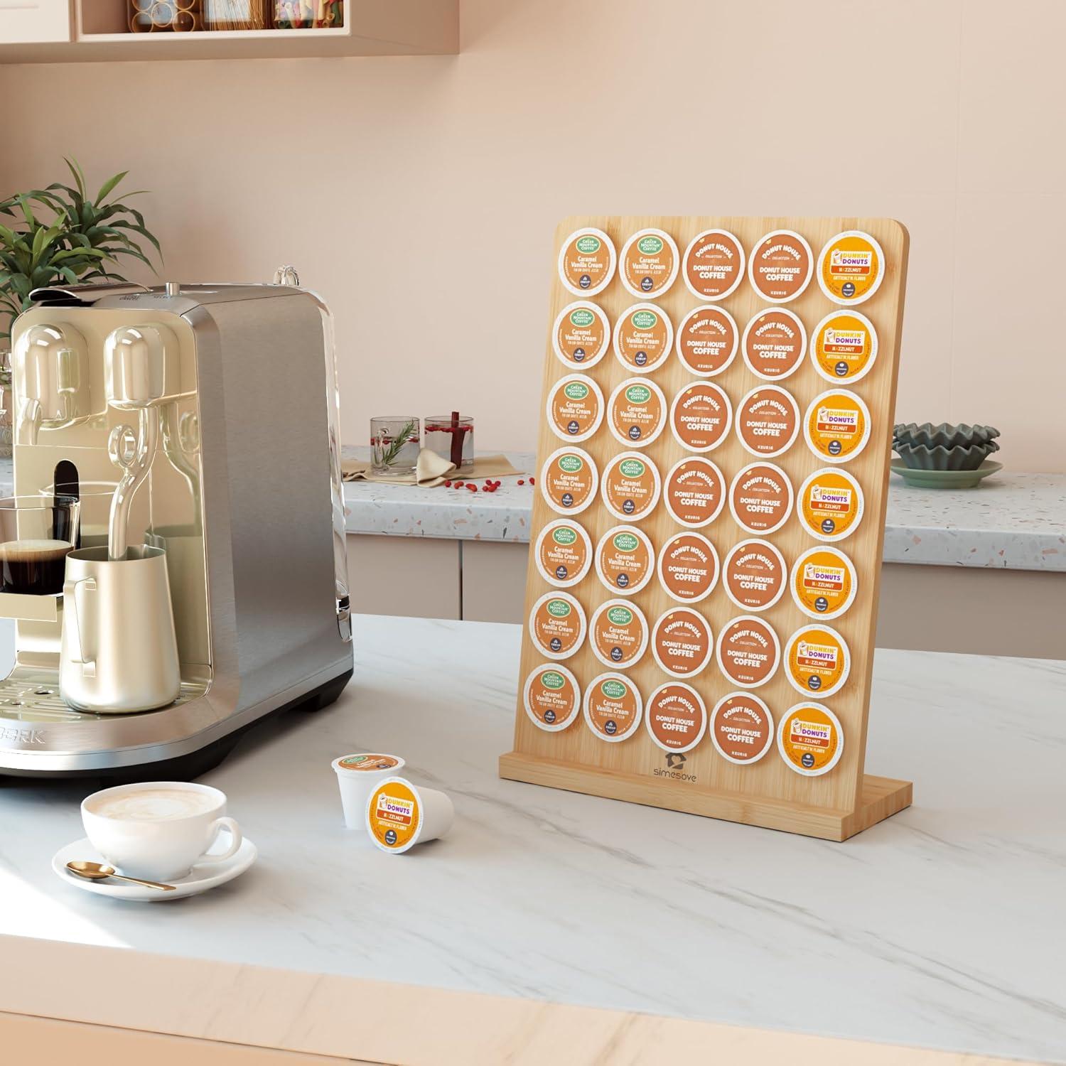 Soporte para K-Cup SIMESOVE de Bambú, Organizador 35 Cápsulas