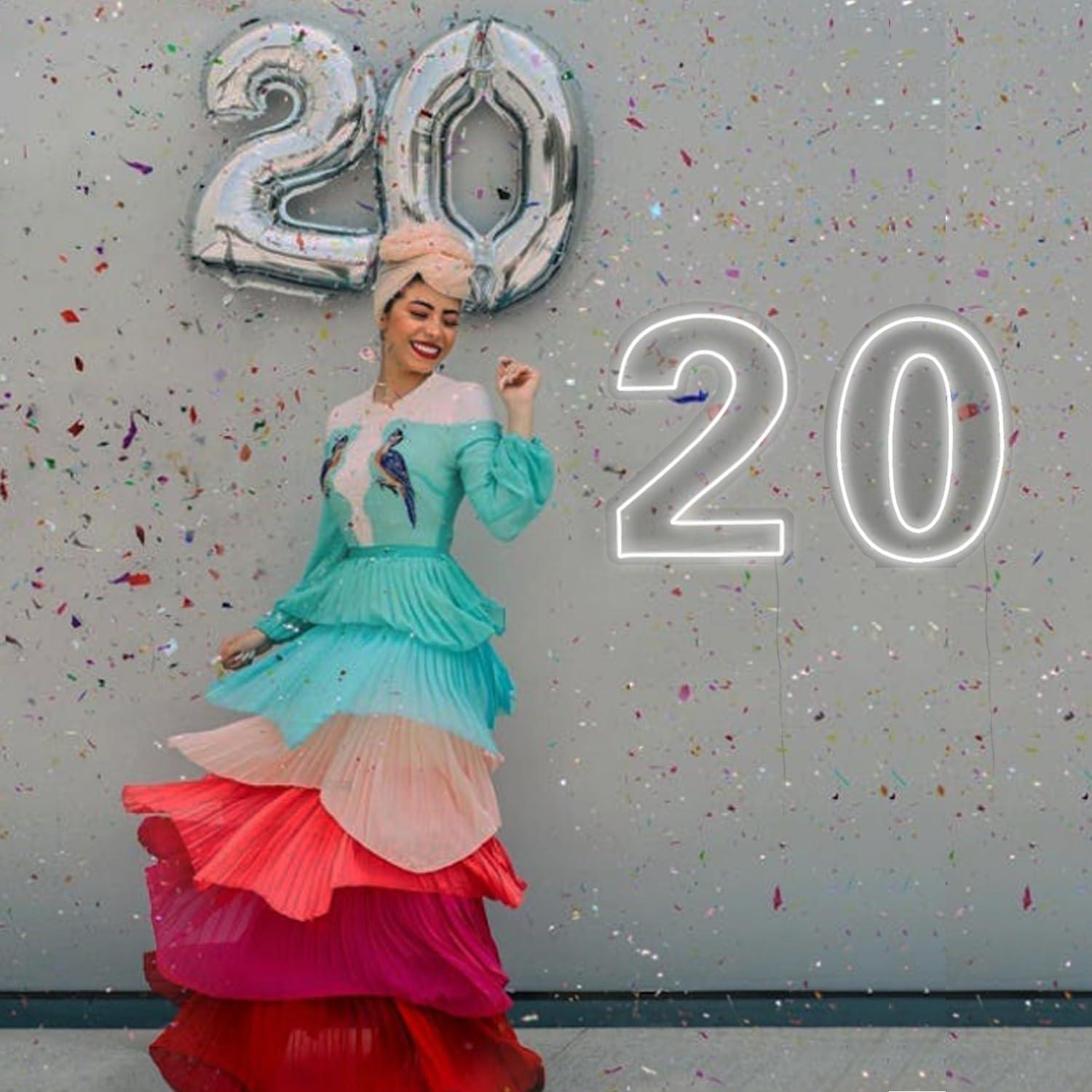 Luz de Neón Número 0 LIYUNEON 42 cm USB Batería Decorativa