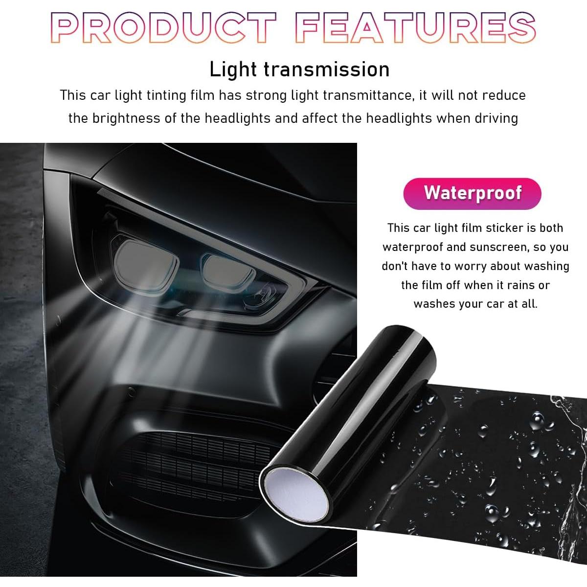Película Vinílica para Faros de Automóvil Sylvil 30.48x121.92cm Negro