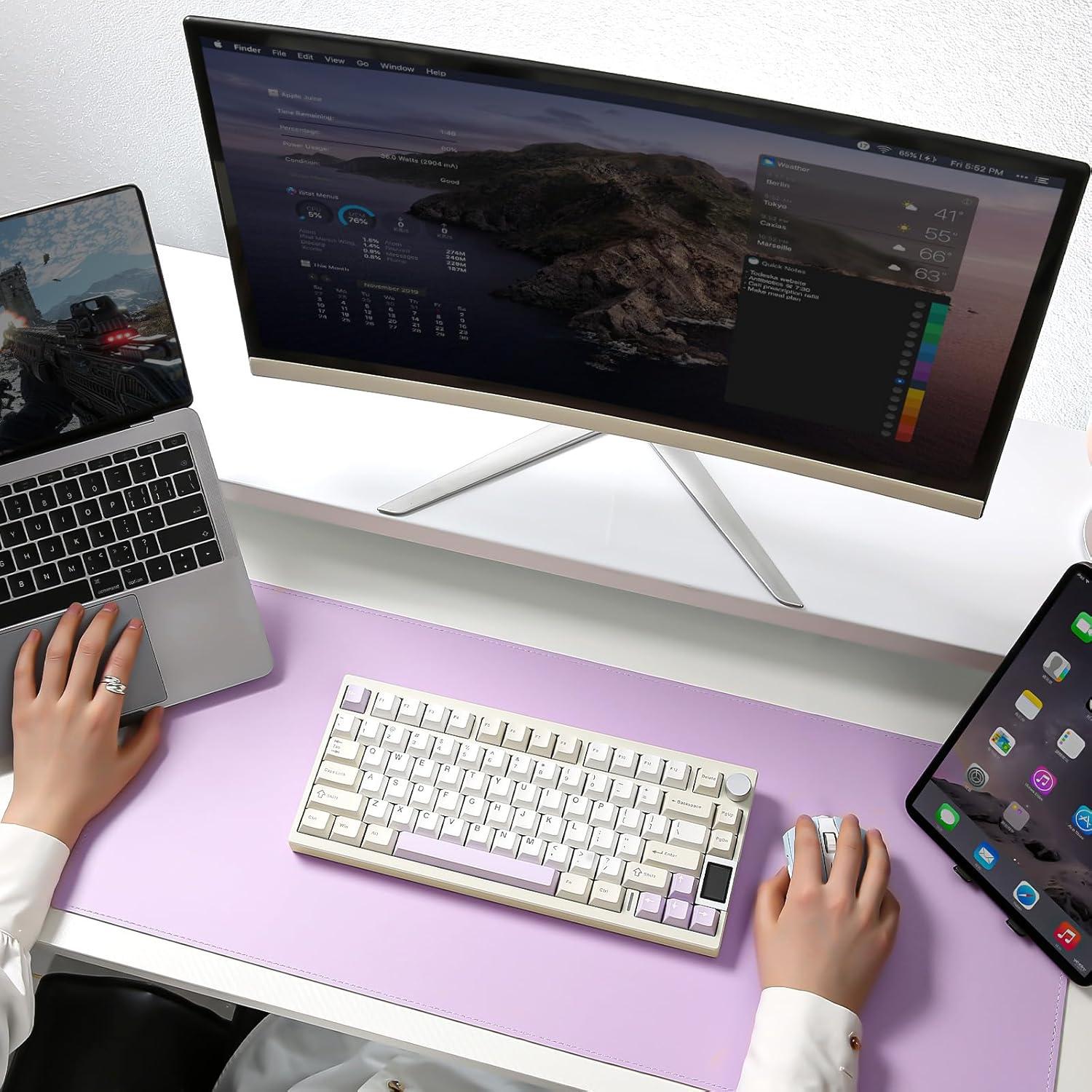 Teclado Mecánico Inalámbrico YUNZII AL80 75% RGB LCD Beige