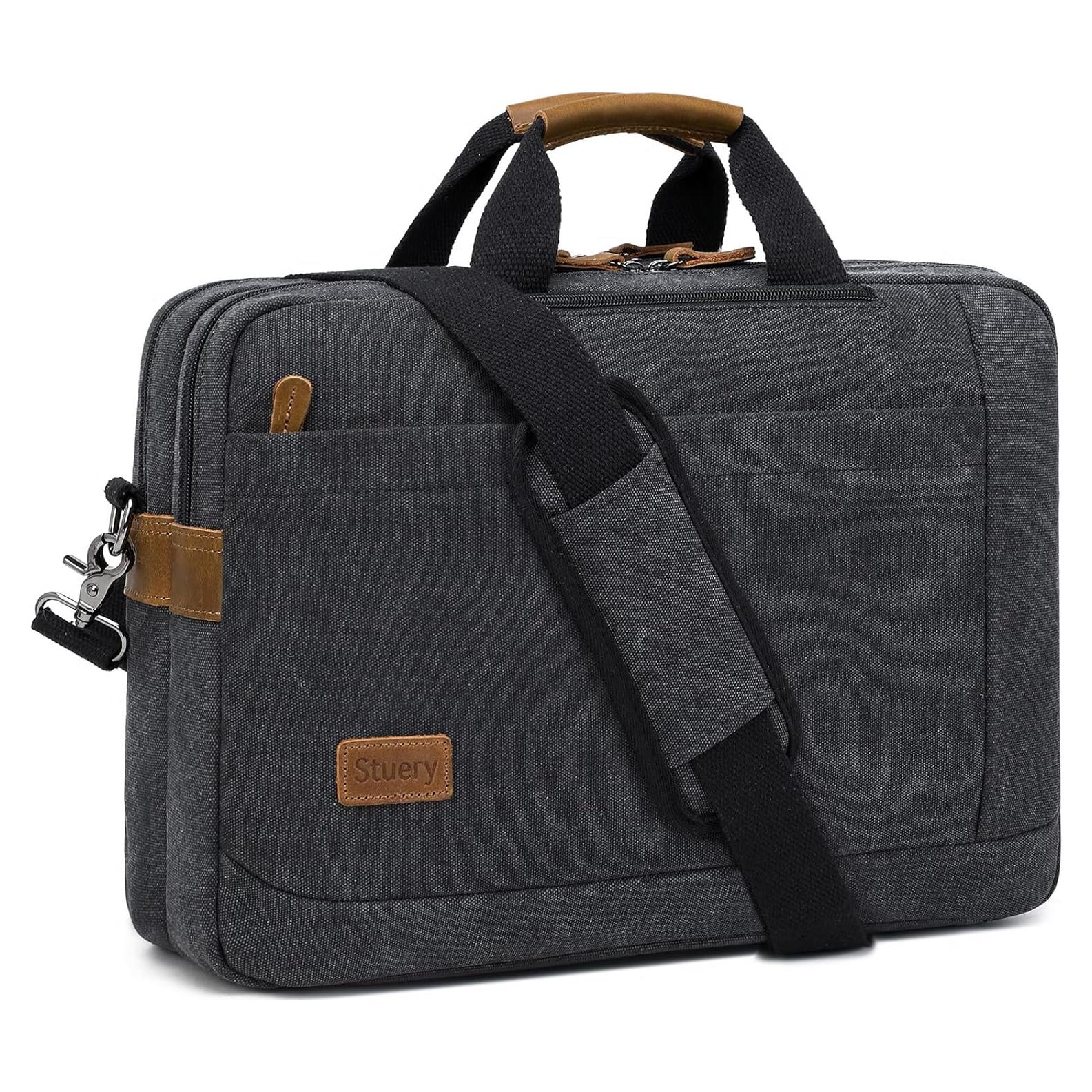 Mochila Convertible para Laptop 17.3" Lona Negra Hombres