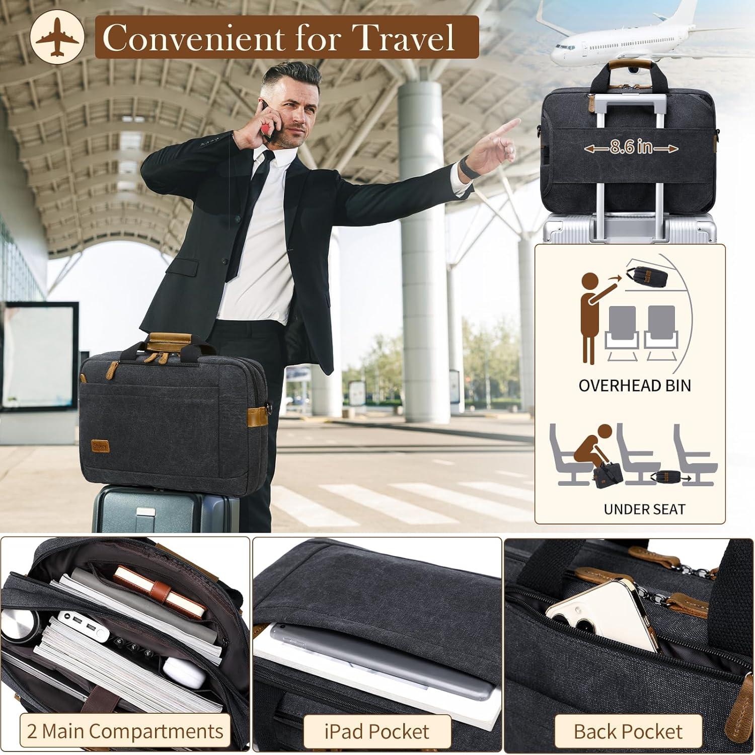 Mochila Convertible para Laptop 17.3" Lona Negra Hombres