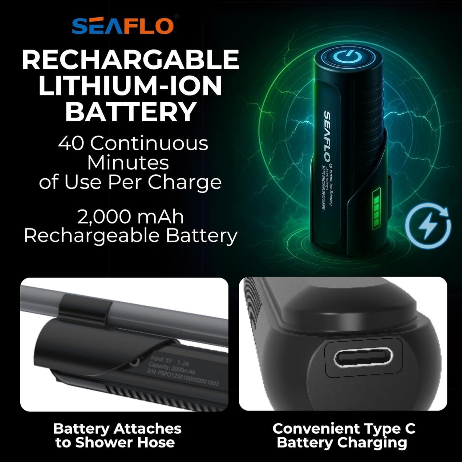 Ducha Portátil SEAFLO para Camping con Cubo Plegable 2.6 Gal