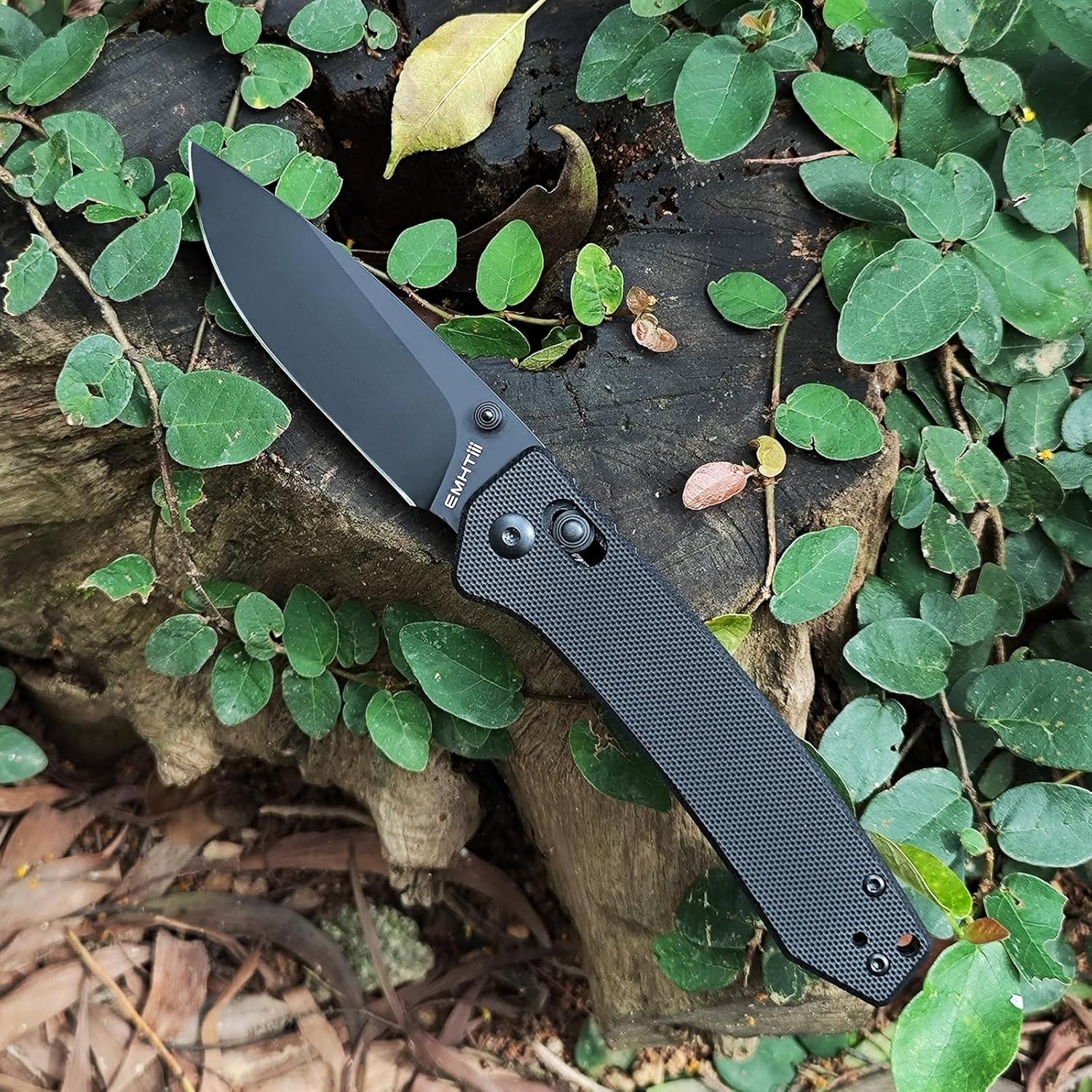 Cuchillo de bolsillo EMHTiii D2 plegable 7.99 cm negro