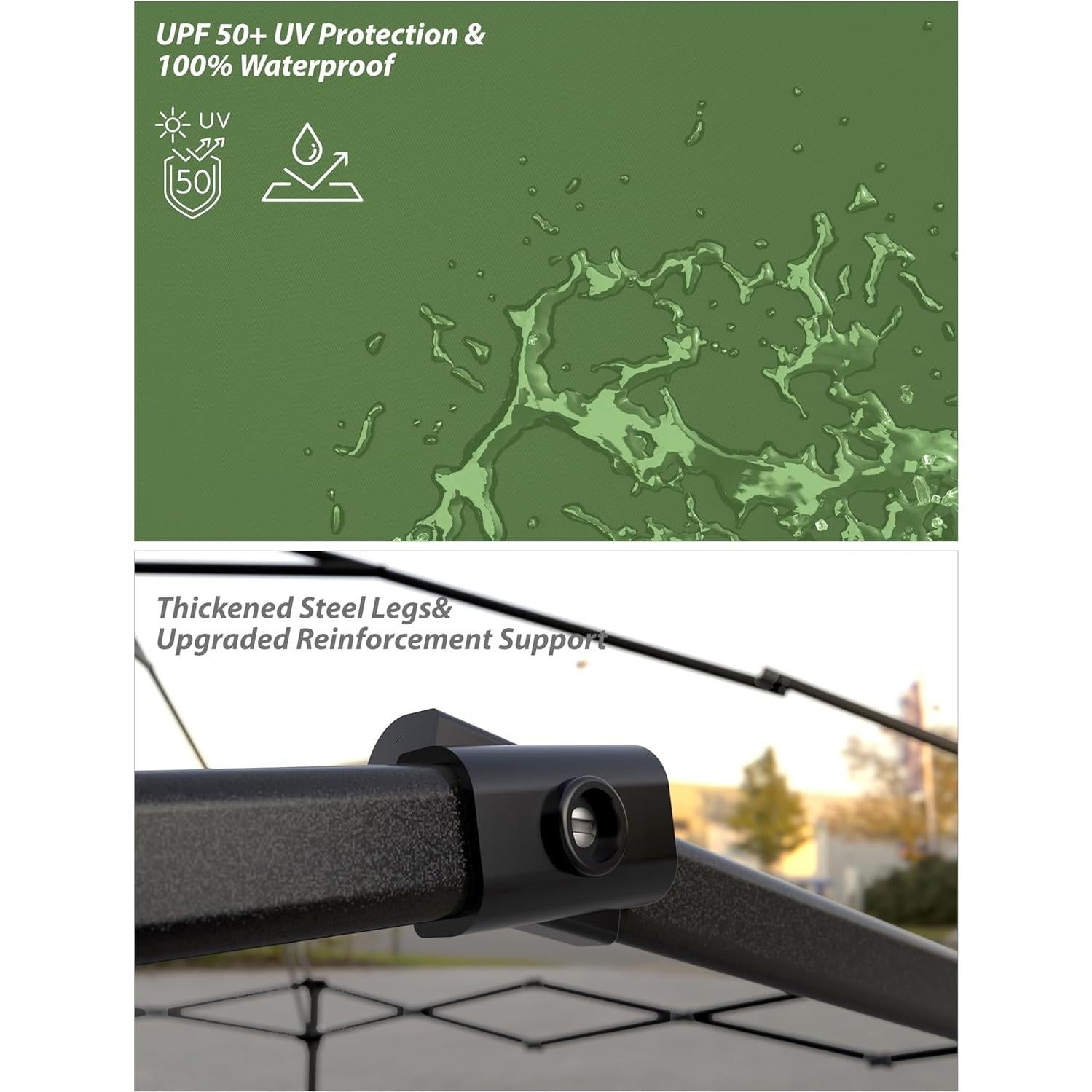 Carpa Plegable Garvee 10x10 Verde Resistente al Agua