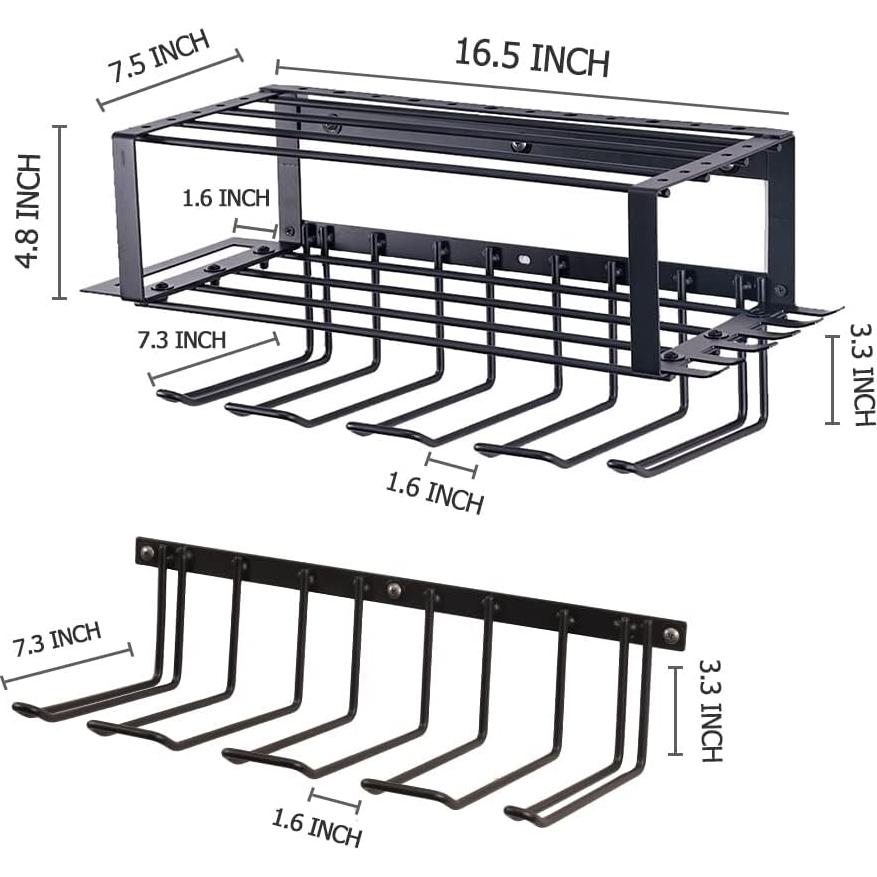 Power Tool Organizer - 4 Drill Holder Wall Mount, 3 Layer Metal Power Tool Storage Rack, Garage Tool Organizer and Storage with Screwdriver/Plier/Hammer Holder (3, 2 Racks+1 Shelf (Black)-2)